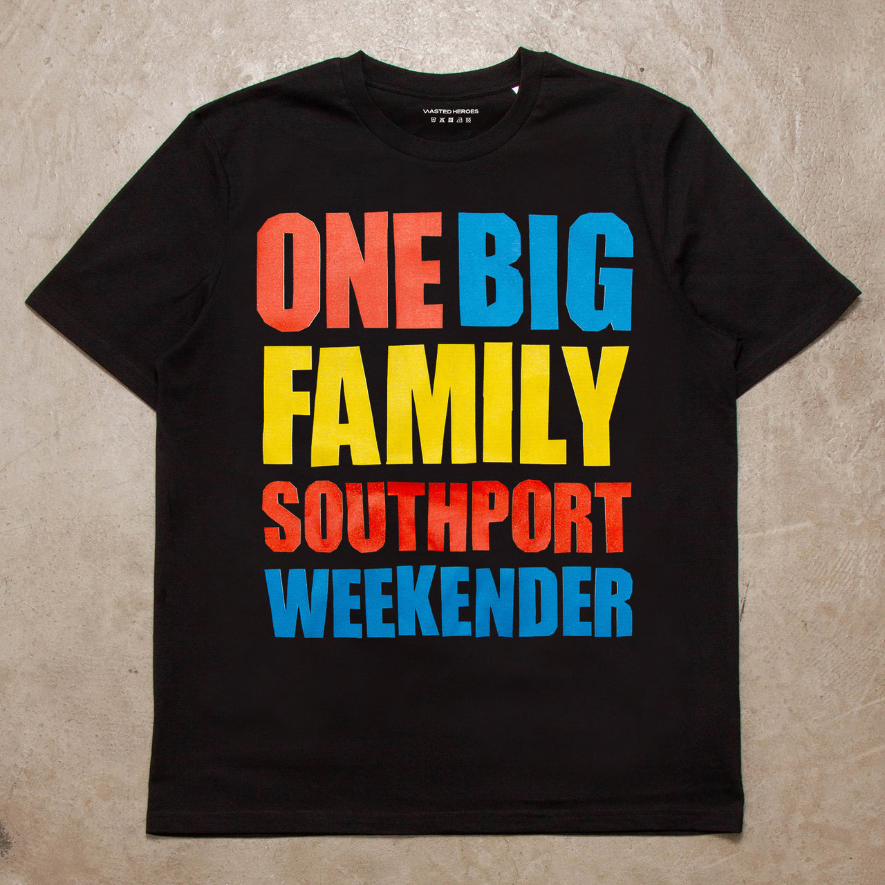 One Big Family Front Print - Tshirt - Black