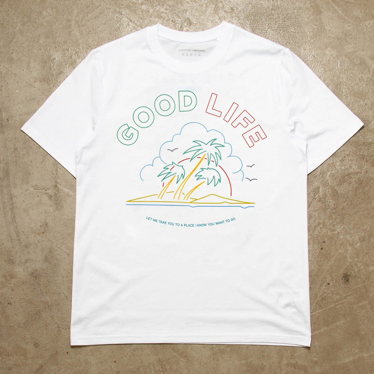 Neon Good Life Front Print - Tshirt - White