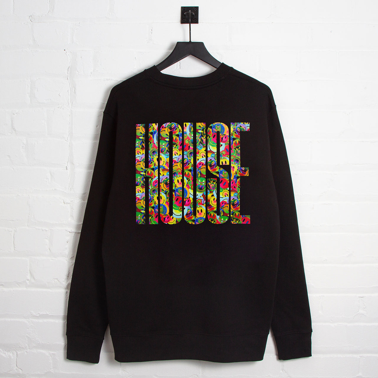 Smiley Higher House Back Print - Sweatshirt - Black