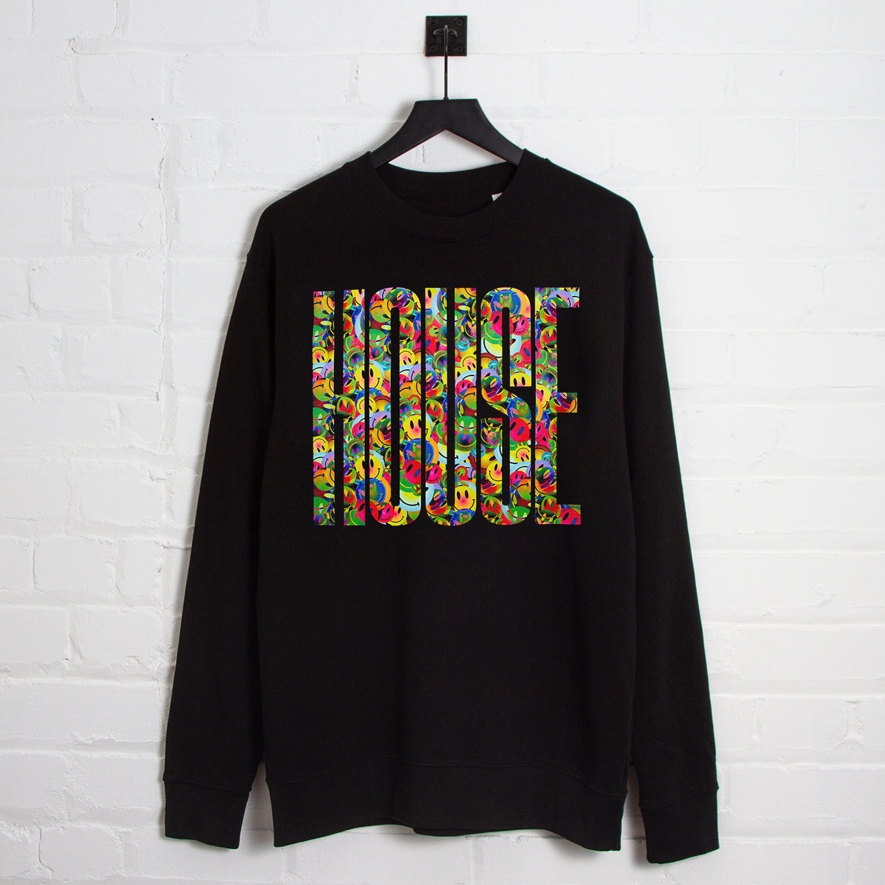 Smiley Higher House Front Print - Sweatshirt - Black
