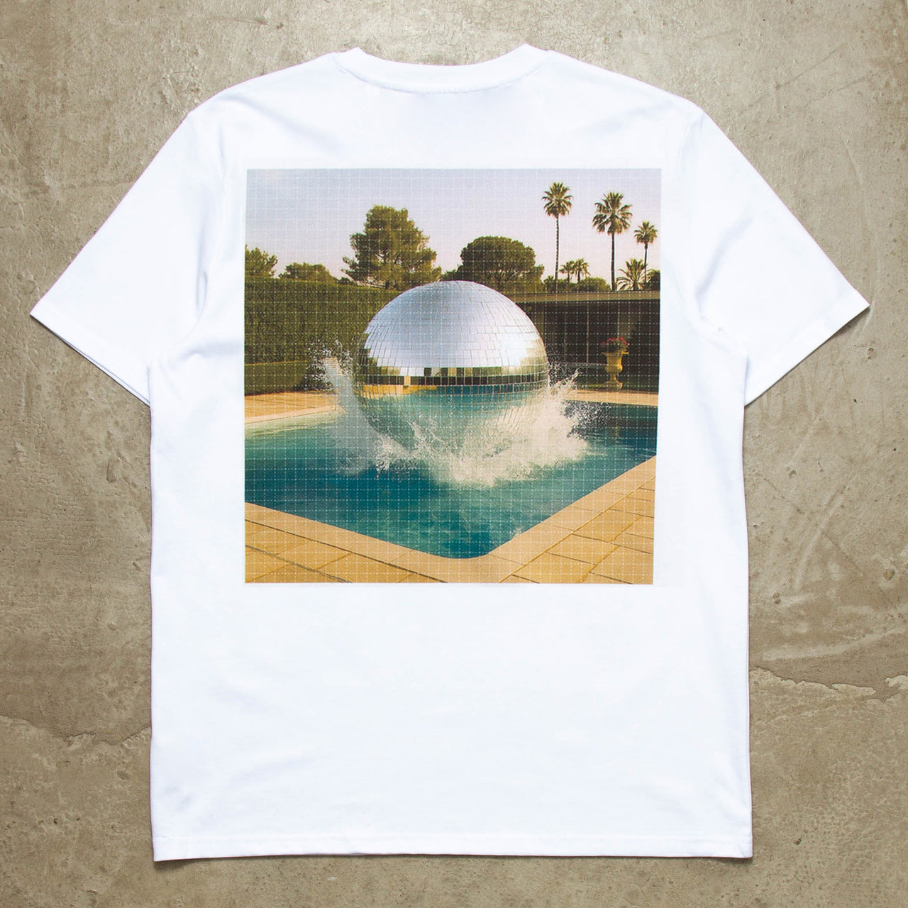 Disco Poolside Trip Back Print - Tshirt - White
