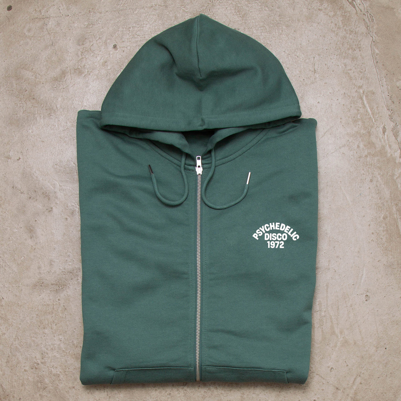 1972 Psychedelic Disco Crest - Zipped Hood - Green