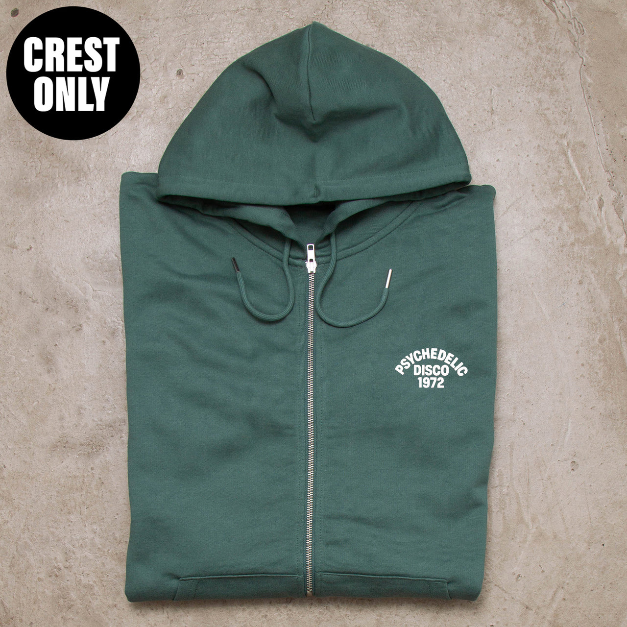 1972 Psychedelic Disco Crest - Zipped Hood - Green