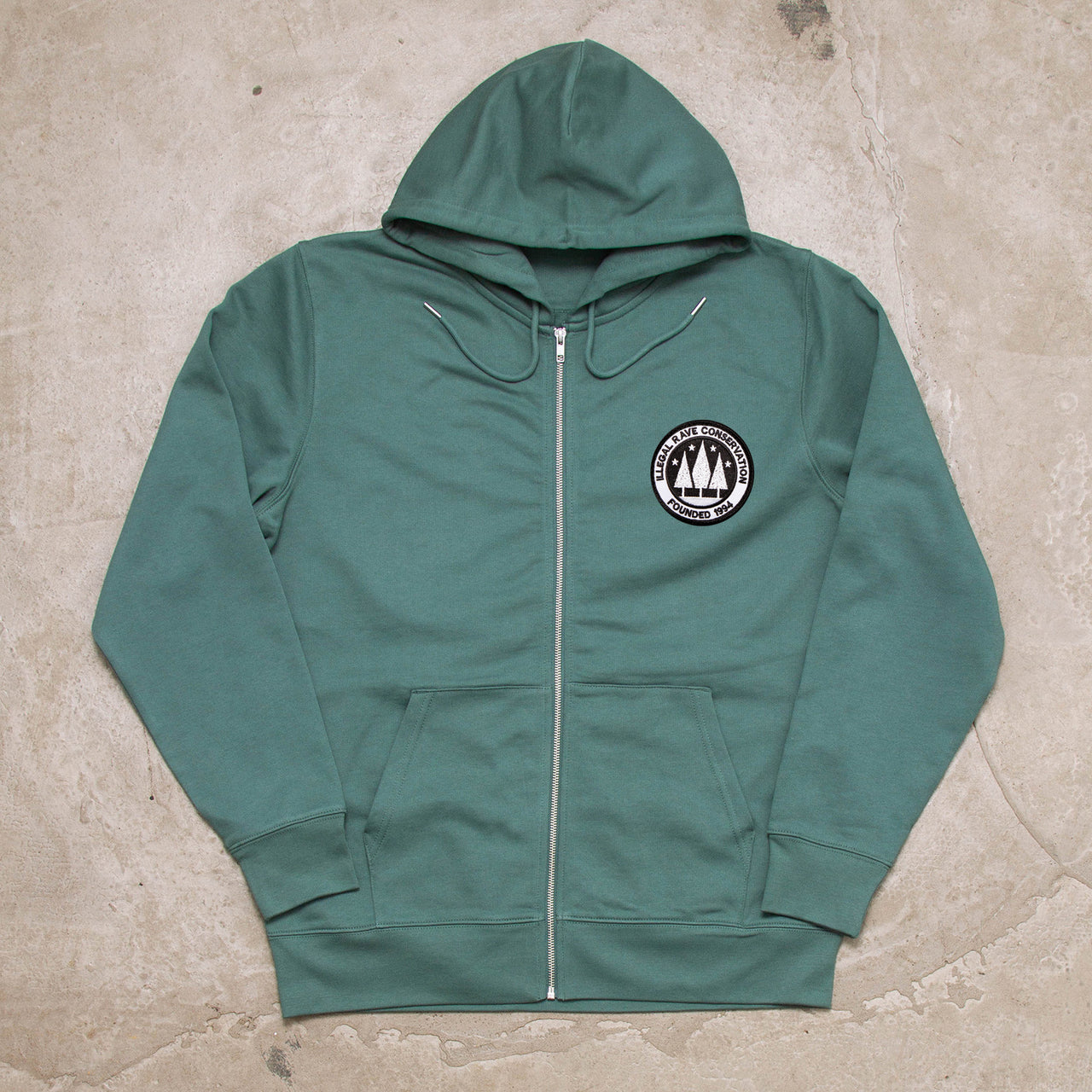 Illegal Rave Crest - Zipped Hood - Green