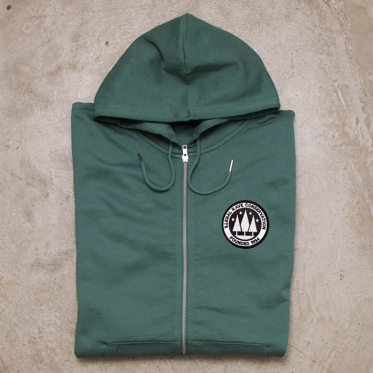 Illegal Rave Crest - Zipped Hood - Green