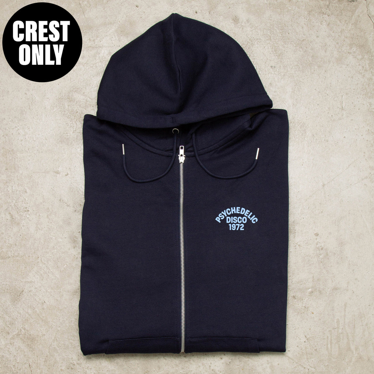 1972 Psychedelic Disco Crest - Zipped Hood - Navy
