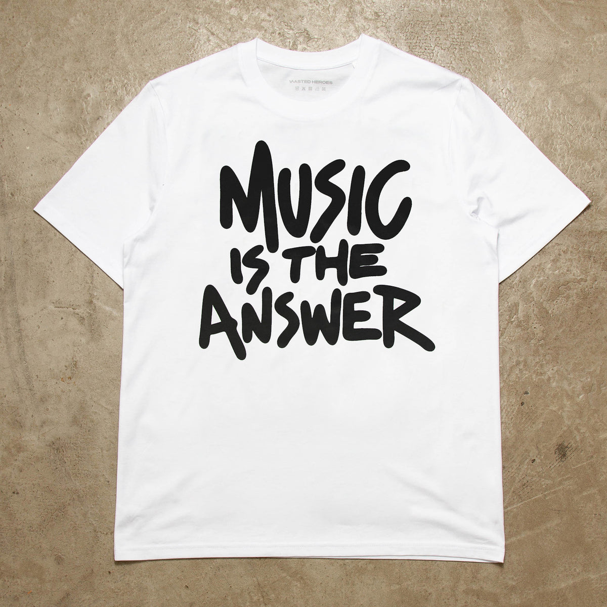 Hand Music Answer Front Print - Tshirt - White