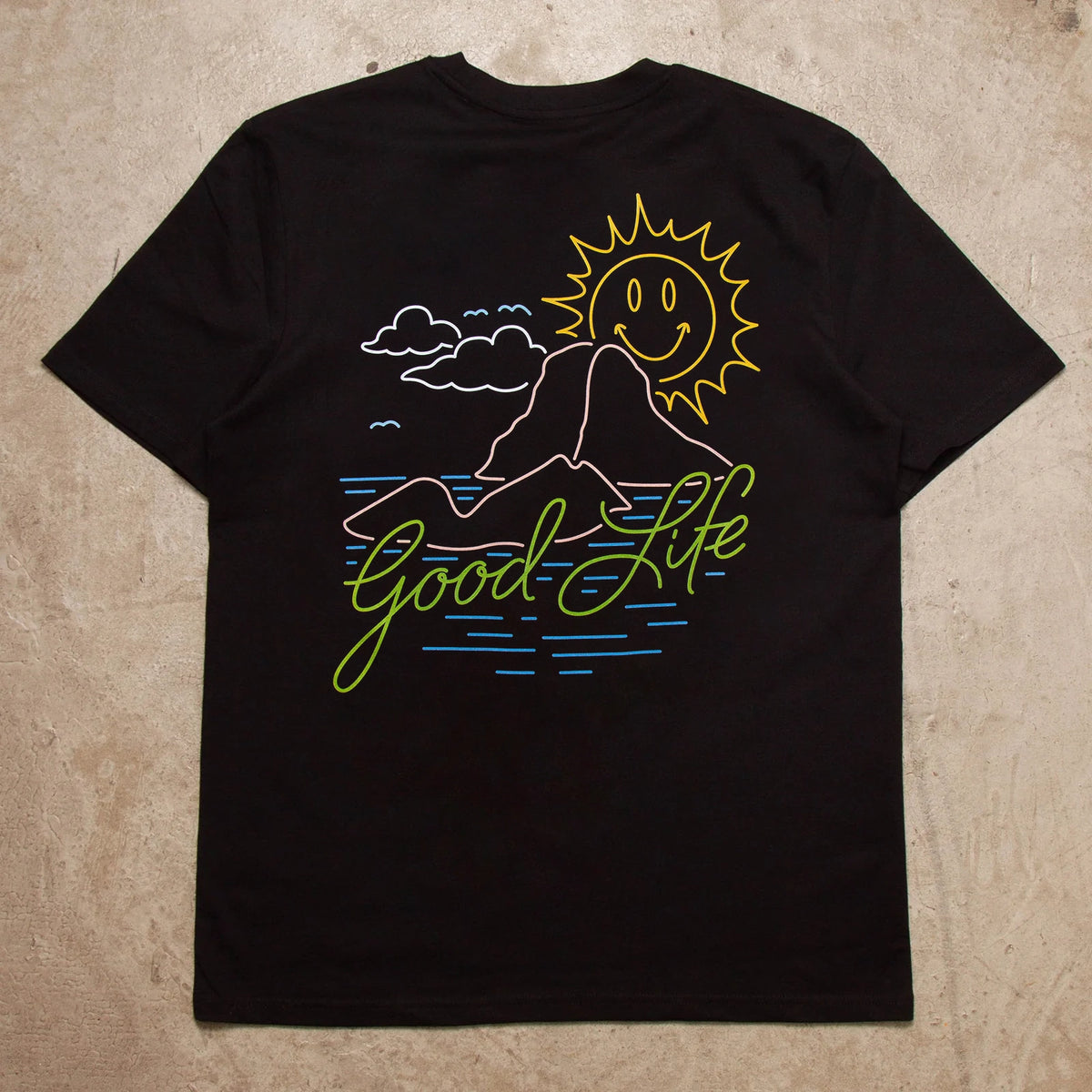 Neon Es Vedrà Good Life Back Print - Tshirt - Black
