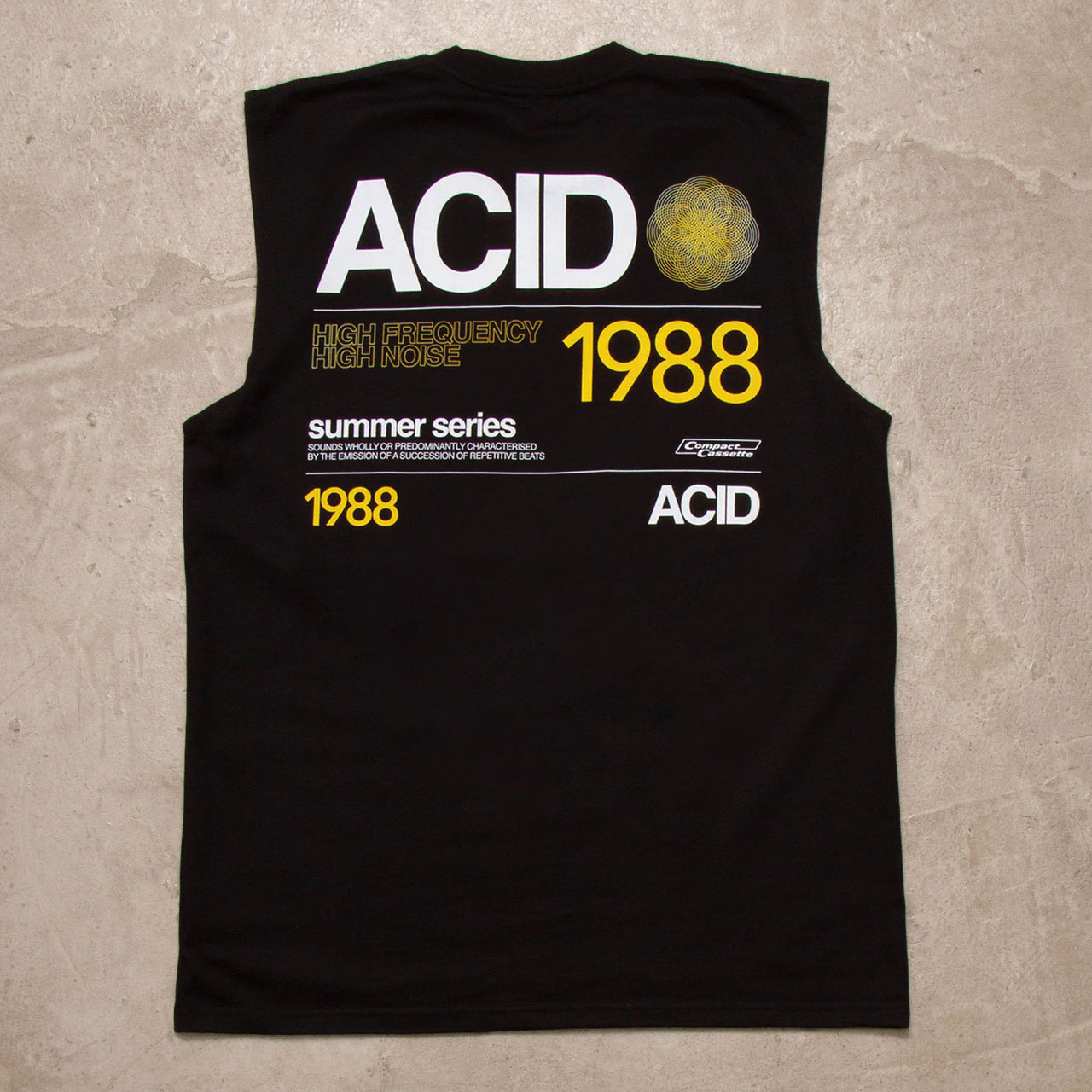 1988 Acid House Cassette Back Print  - Tank Tshirt - Black