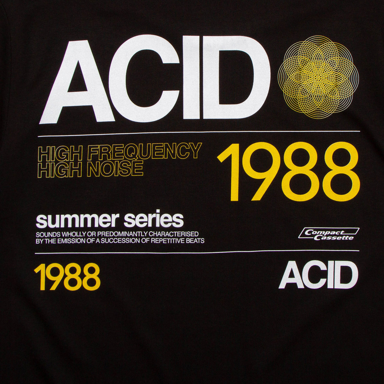 1988 Acid House Cassette Back Print - Tshirt - Black