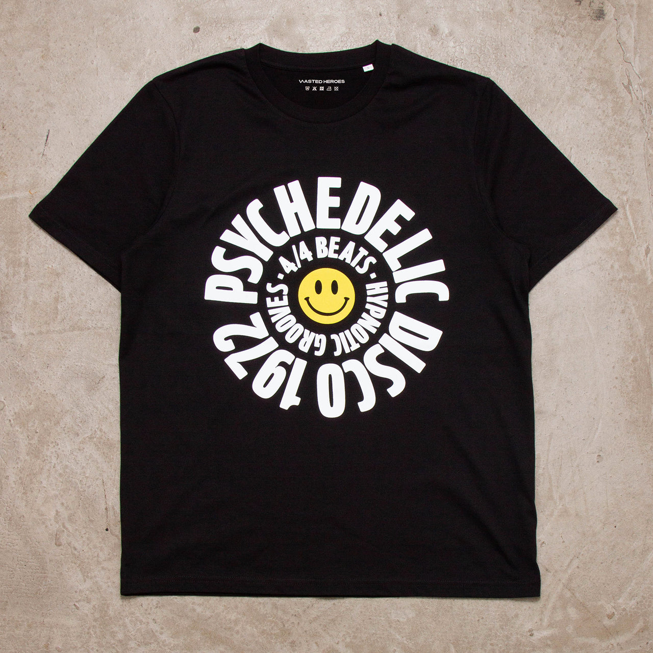 Smiler Psychedelic Disco 1972 Front Print - Tshirt - Black