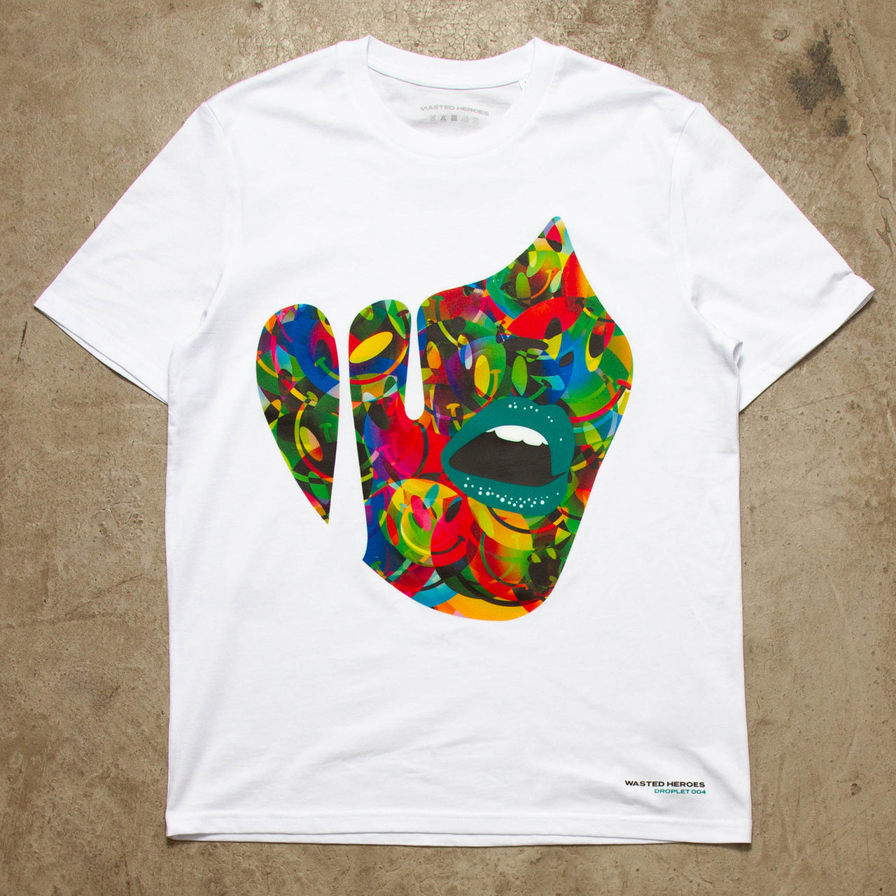 Droplet Face 004 Front Print - Tshirt - White