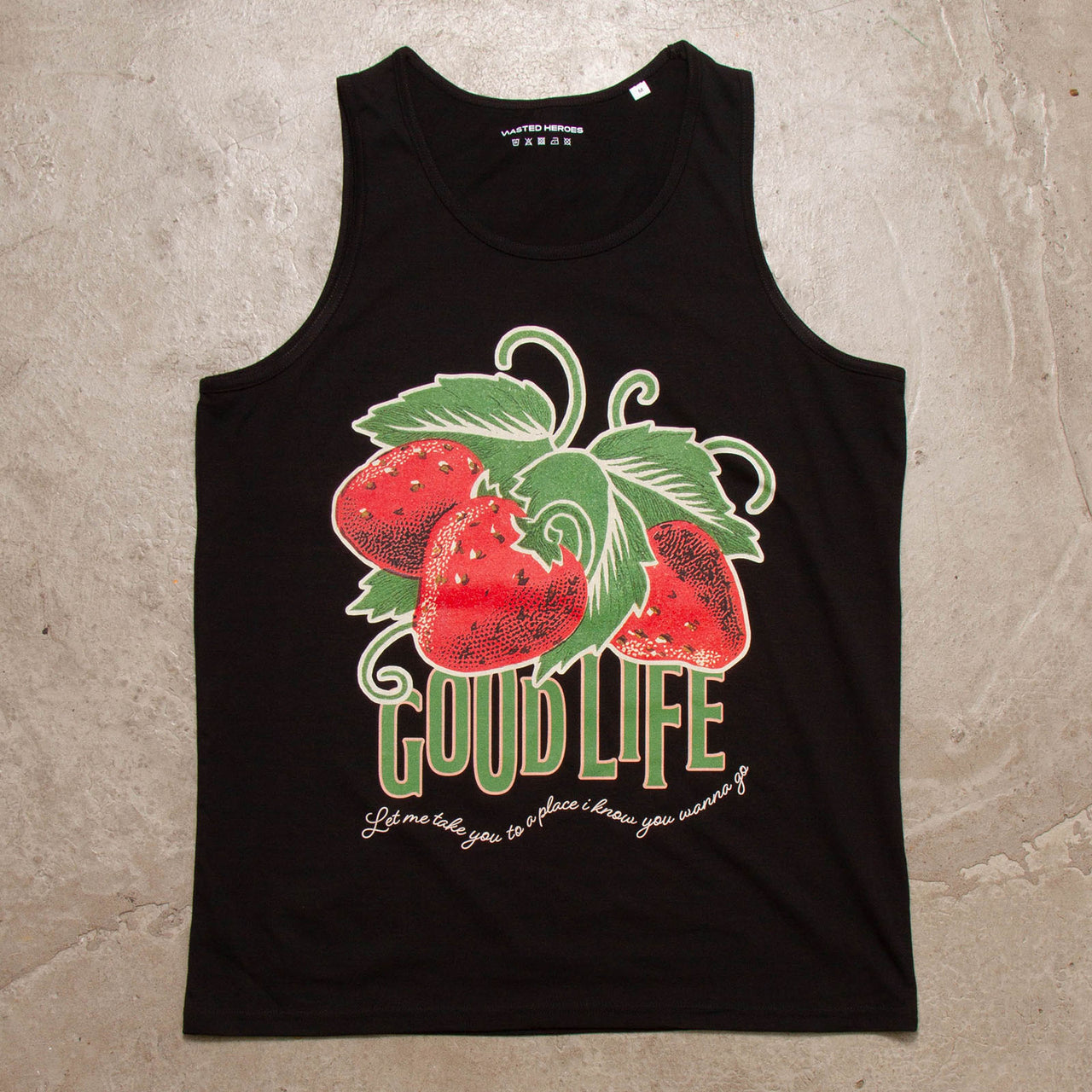Strawberry Good Life Front Print - Vest - Black