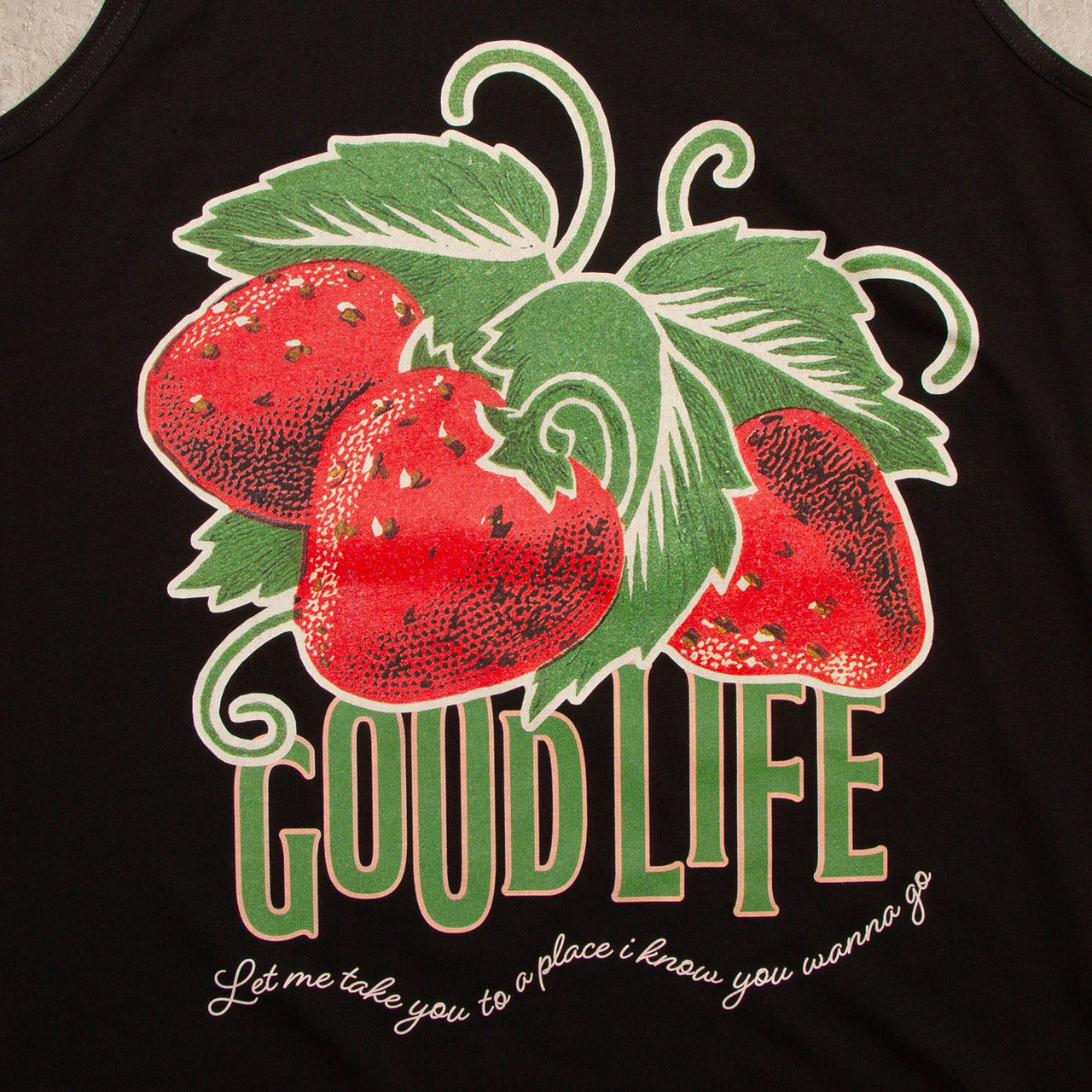 Strawberry Good Life Back Print - Vest - Black