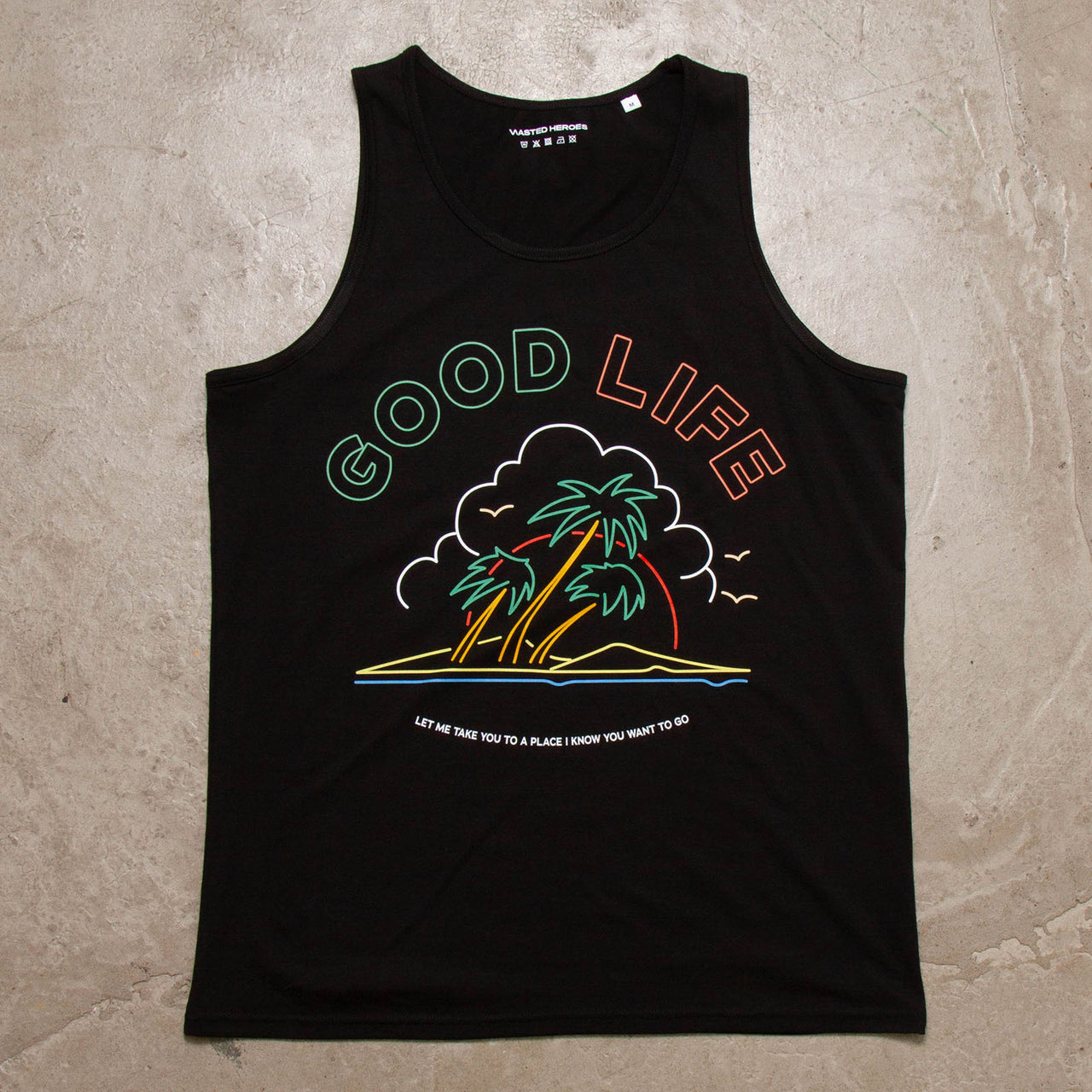 Neon Good Life Front Print - Vest - Black