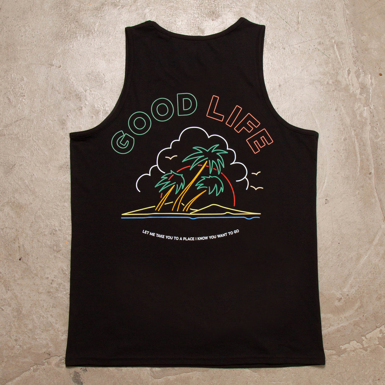 Neon Good Life Back Print - Vest - Black