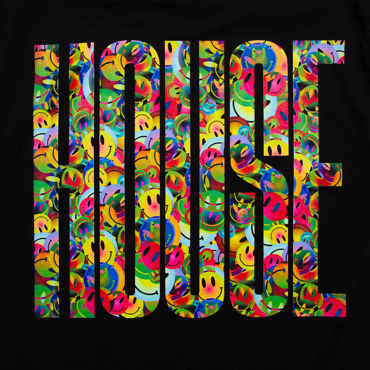Smiley Higher House Back Print - Tank Tshirt - Black