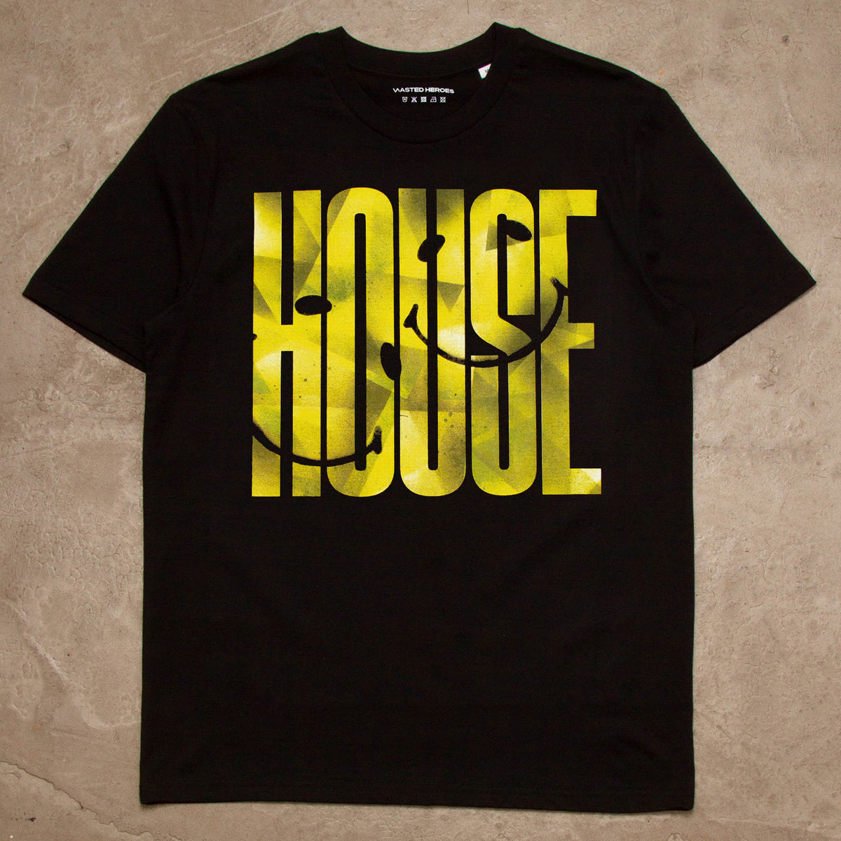 Cast Smiley Higher House Front Print - Tshirt - Black
