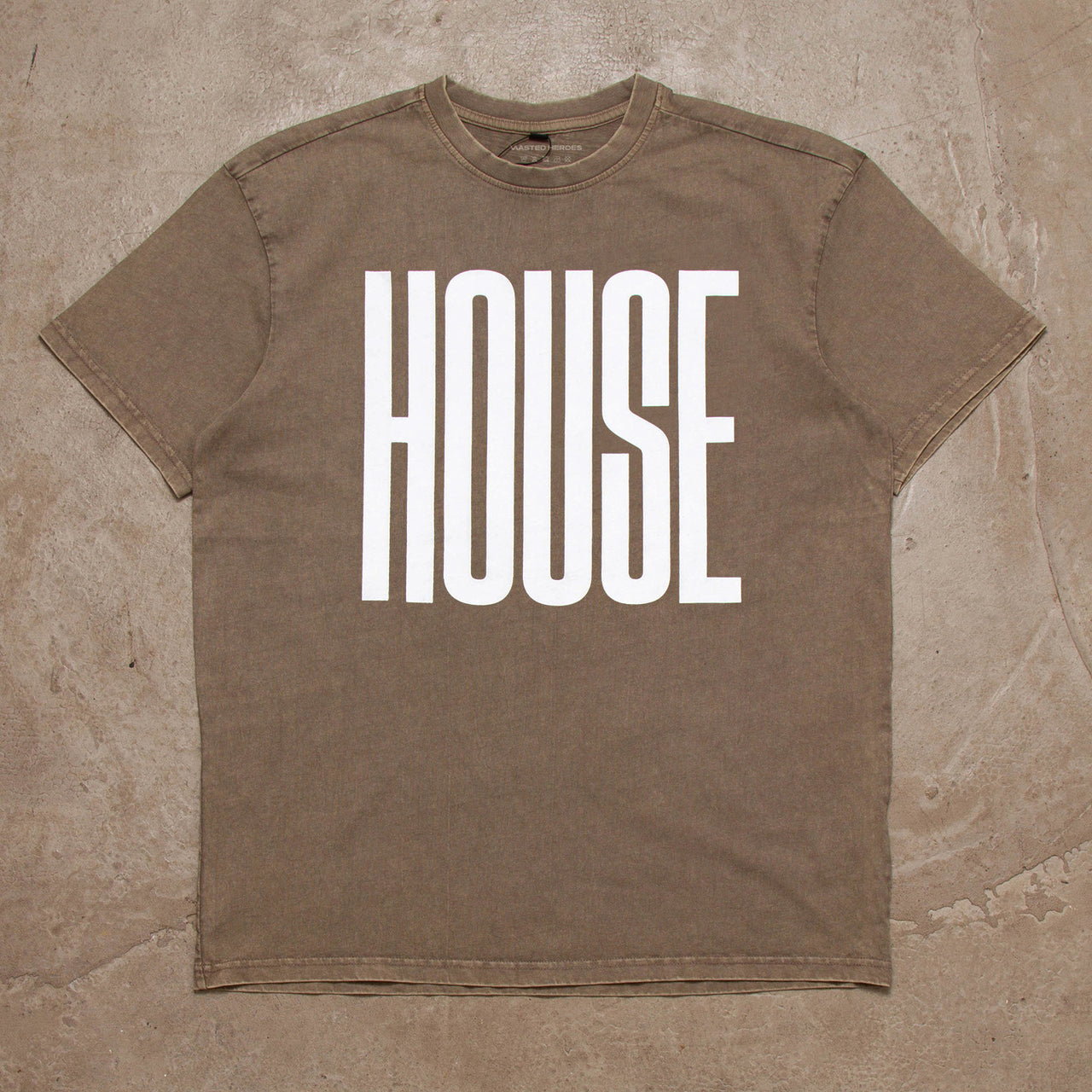 Higher House Front Print - Oversized Tshirt - Sand Acid Wash
