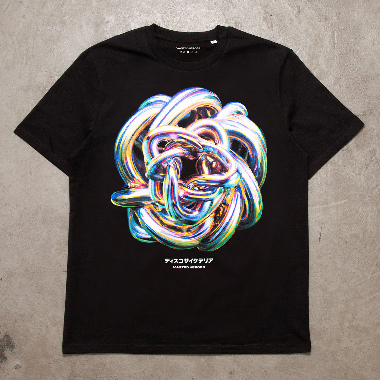 025 Disco Psychedelia Front Print - Tshirt - Black