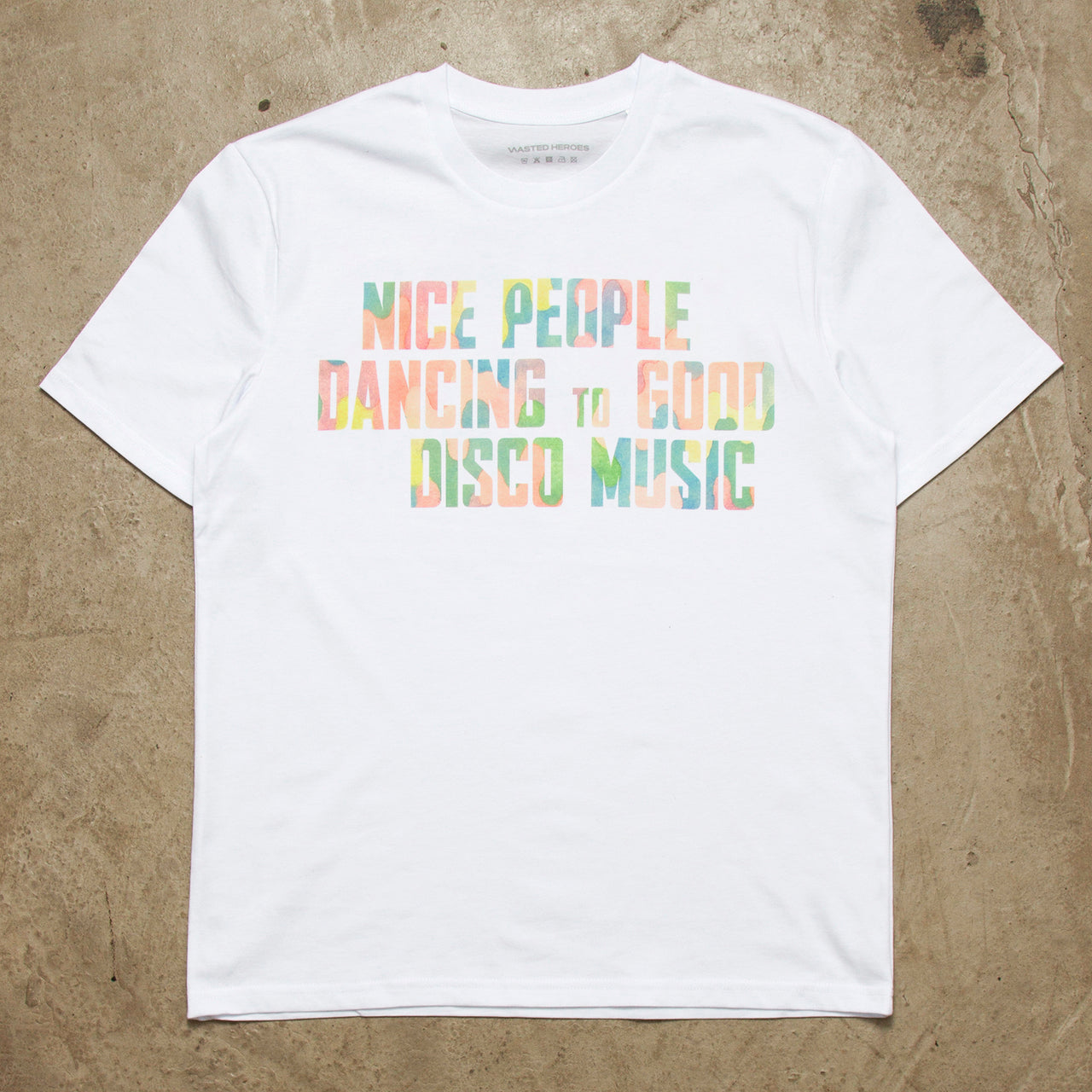 Disco People Pastel Camo Front Print - Tshirt - White
