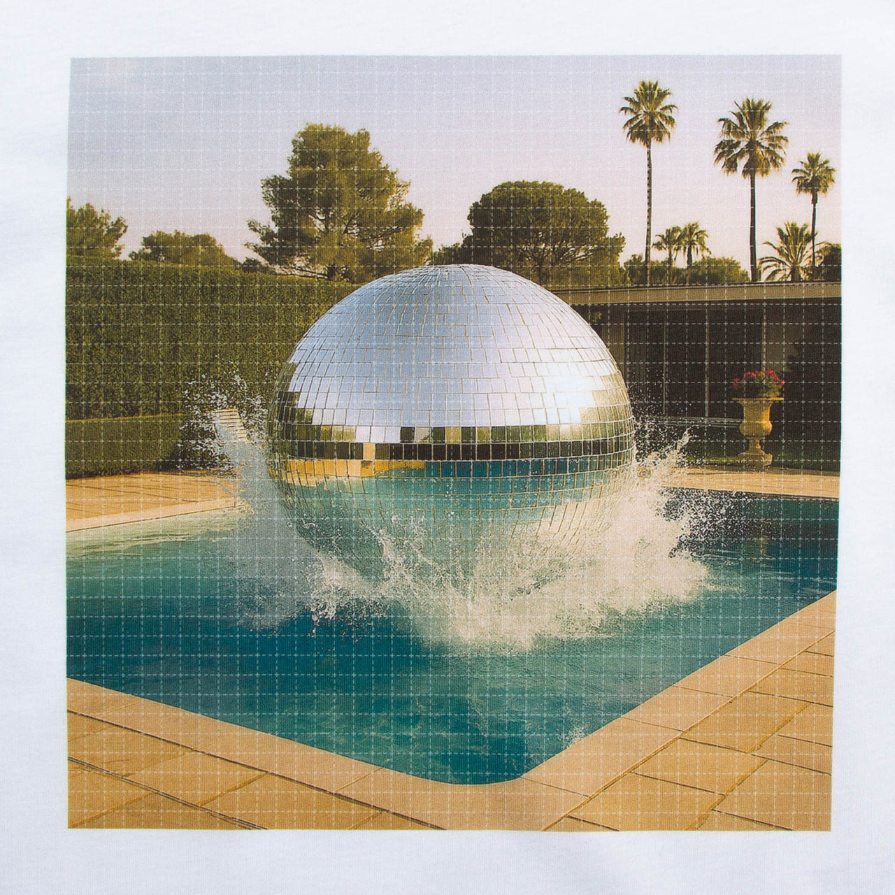 Disco Poolside Trip Back Print - Tshirt - White