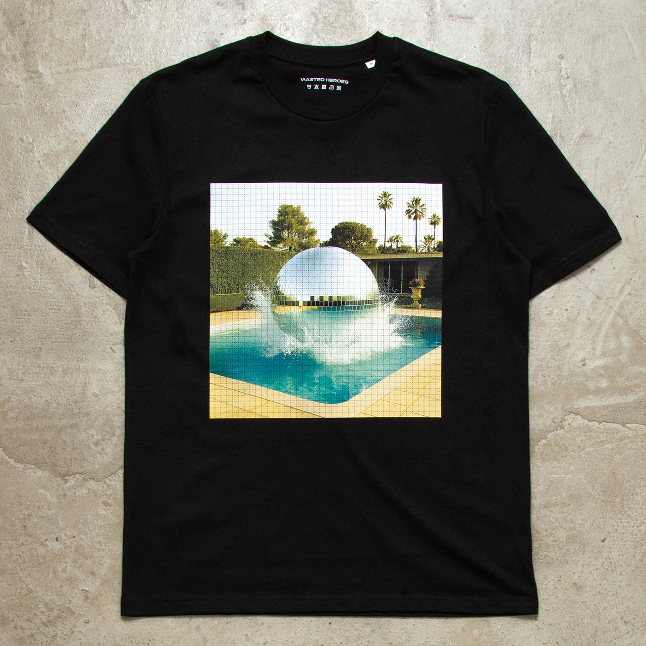 Disco Poolside Trip Front Print - Tshirt - Black