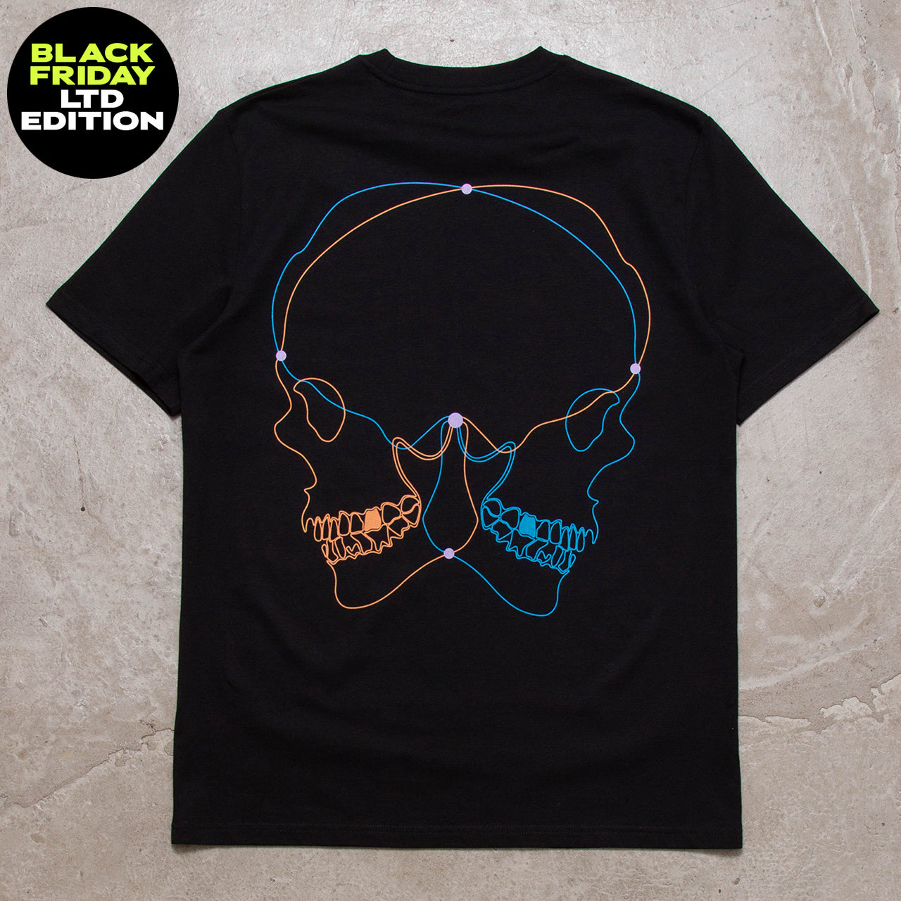 BF Skulls Orange Blue Back Print - Tshirt - Black