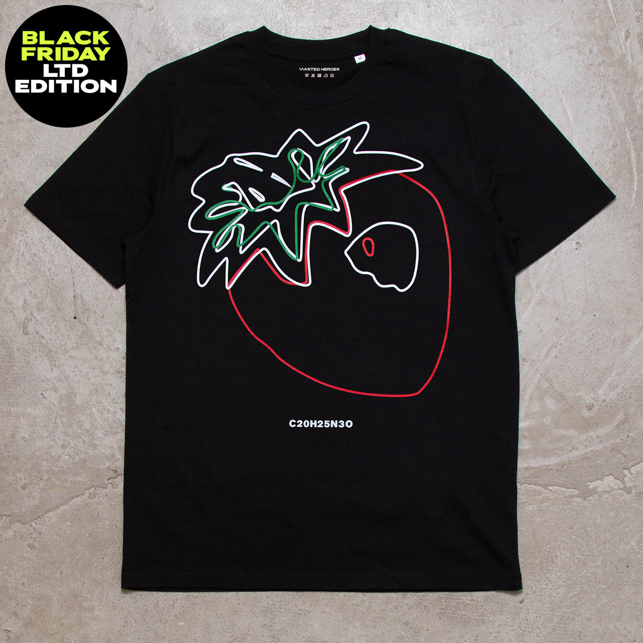 BF Strawberry Front Print - Tshirt - Black
