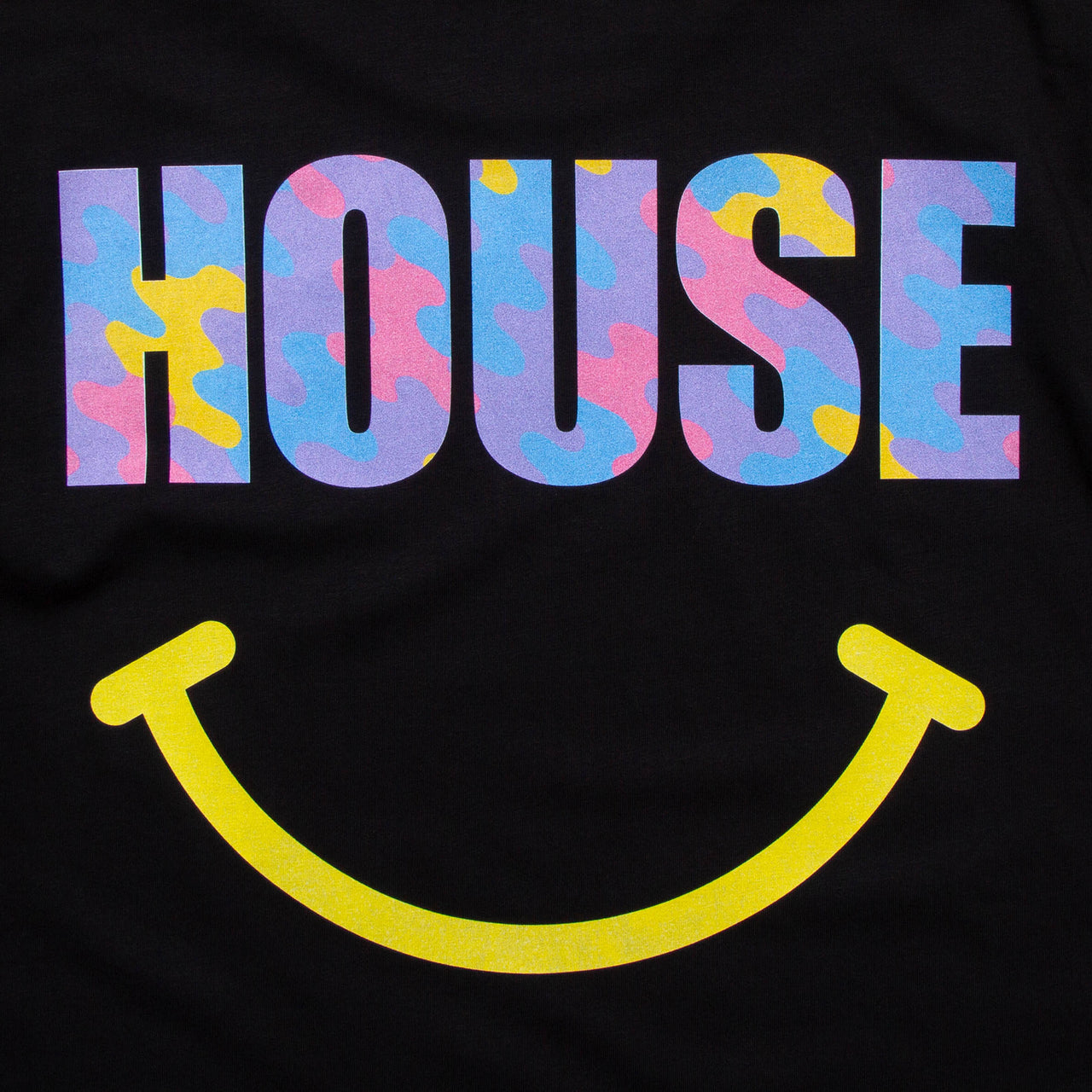 BF Haze Smiley House Front Print - Tshirt - Black