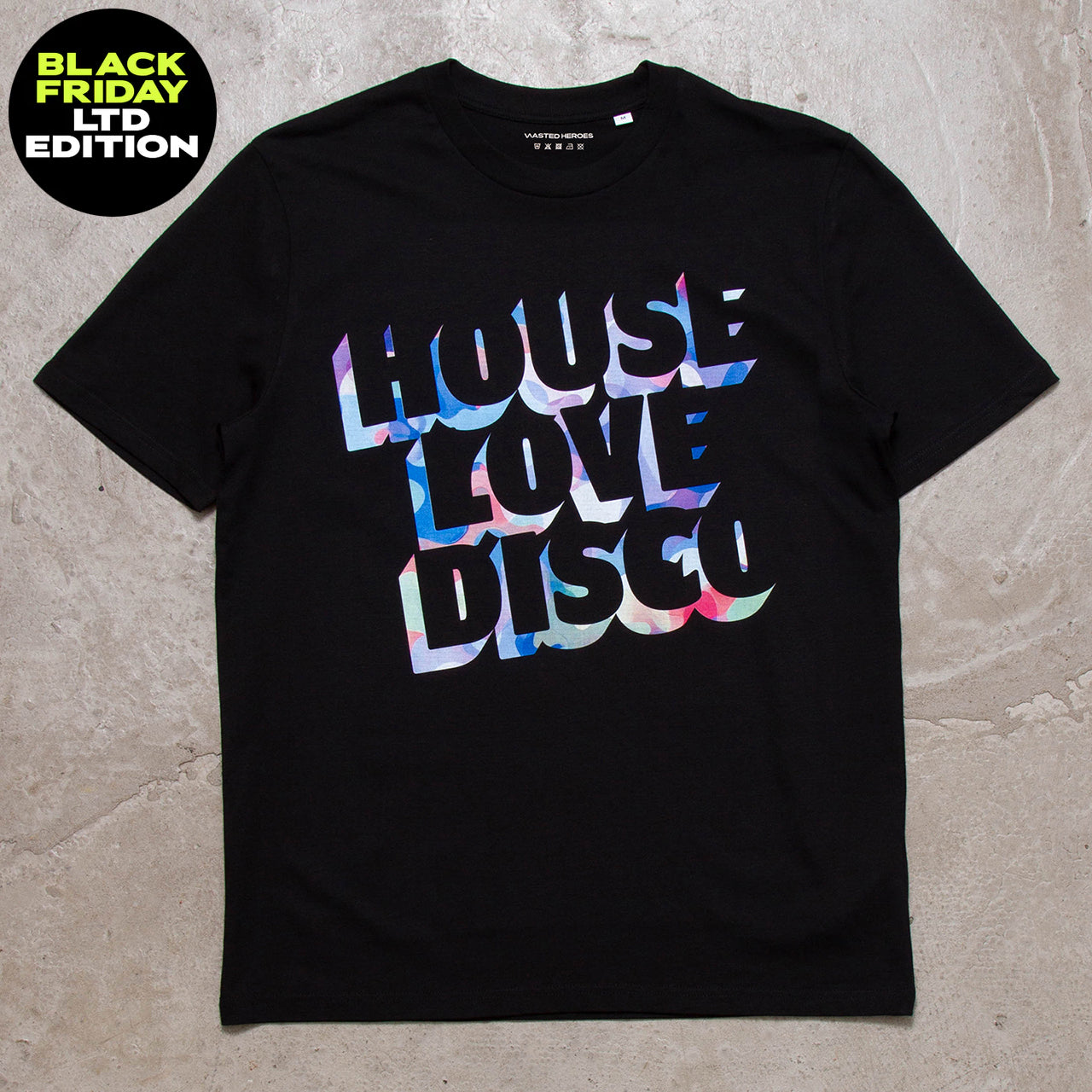 BF Blue House Love Disco Front Print - Tshirt - Black