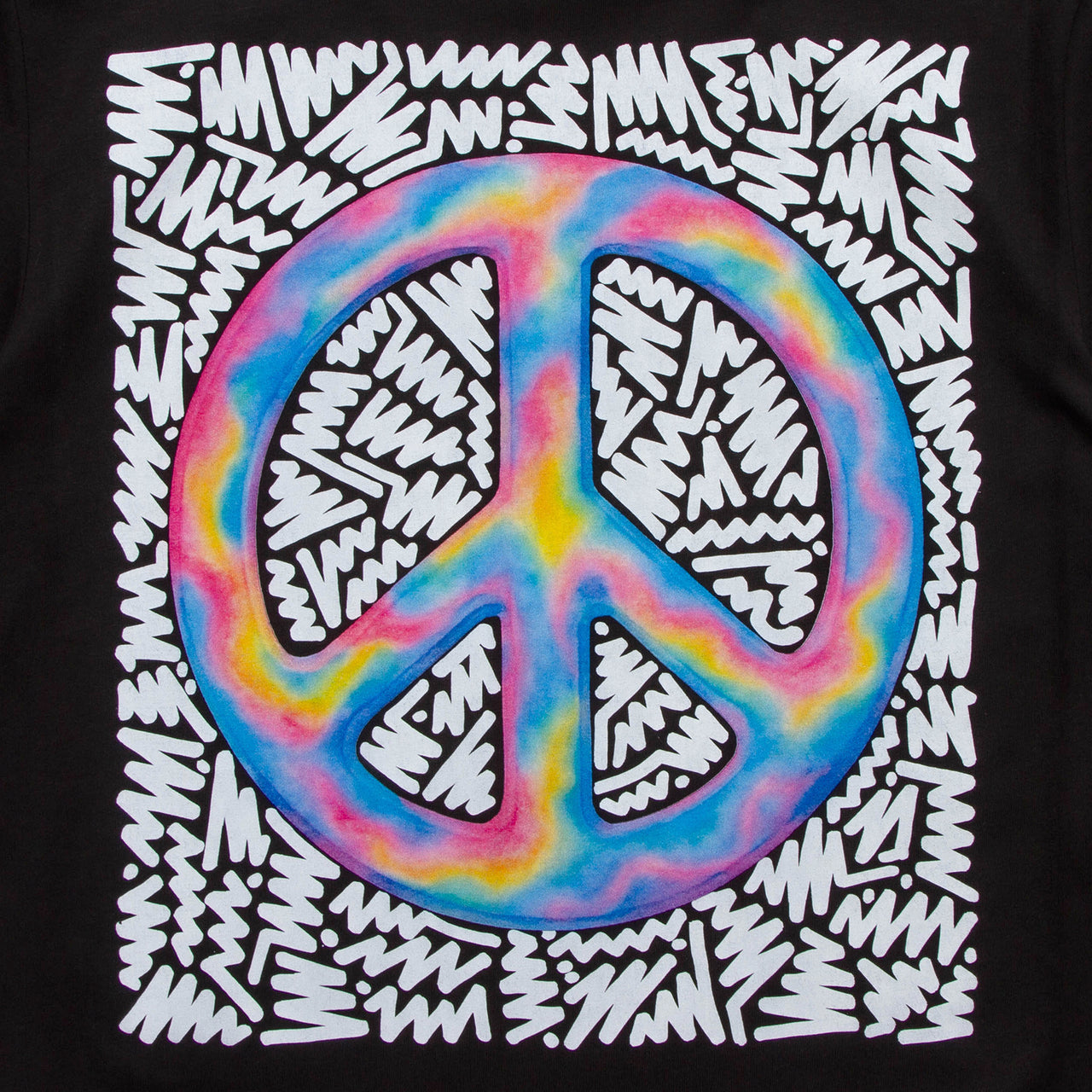 Doodle Peace Front Print - Tshirt - Black