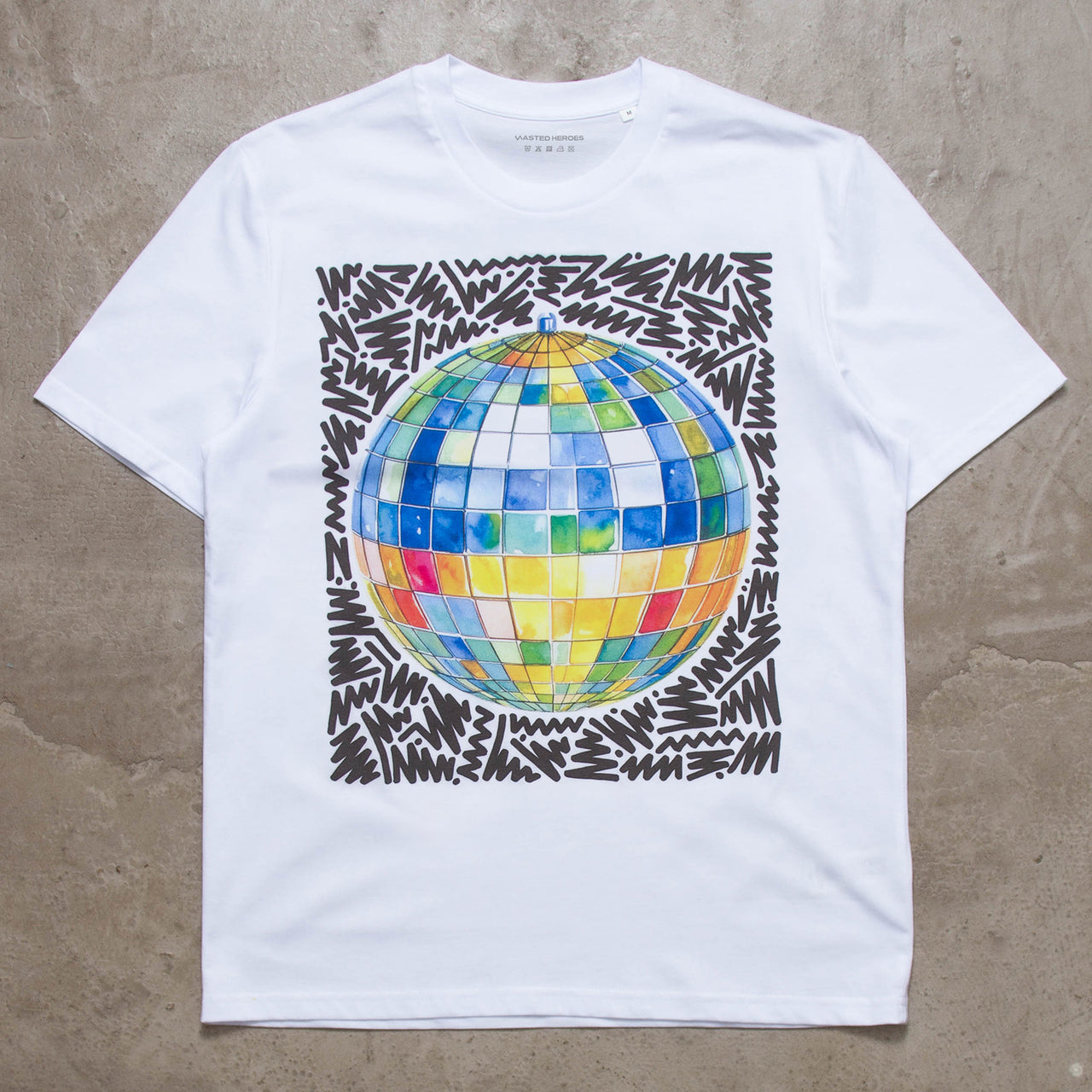 Doodle Dancefloor Front Print - Tshirt - White