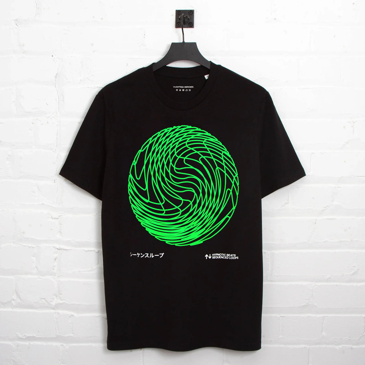 Green Sequence Sphere Front Print - Tshirt - Black