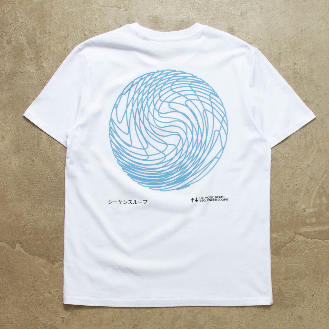 Blue Sequence Sphere Back Print - Tshirt - White
