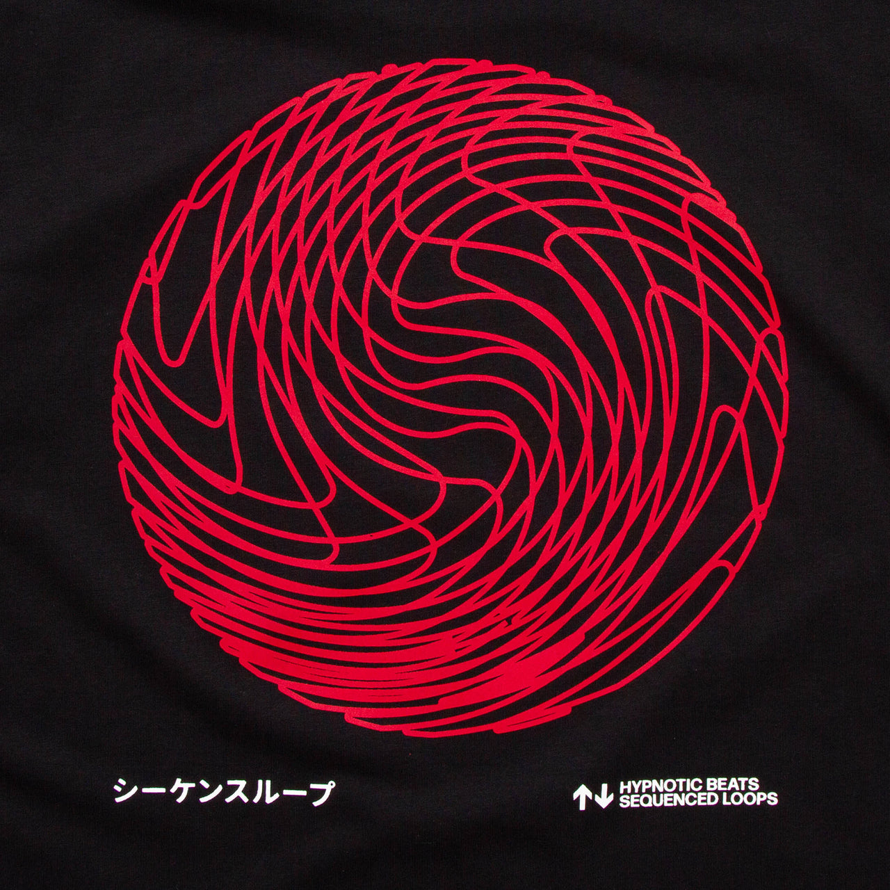Red Sequence Sphere Back Print - Tshirt - Black