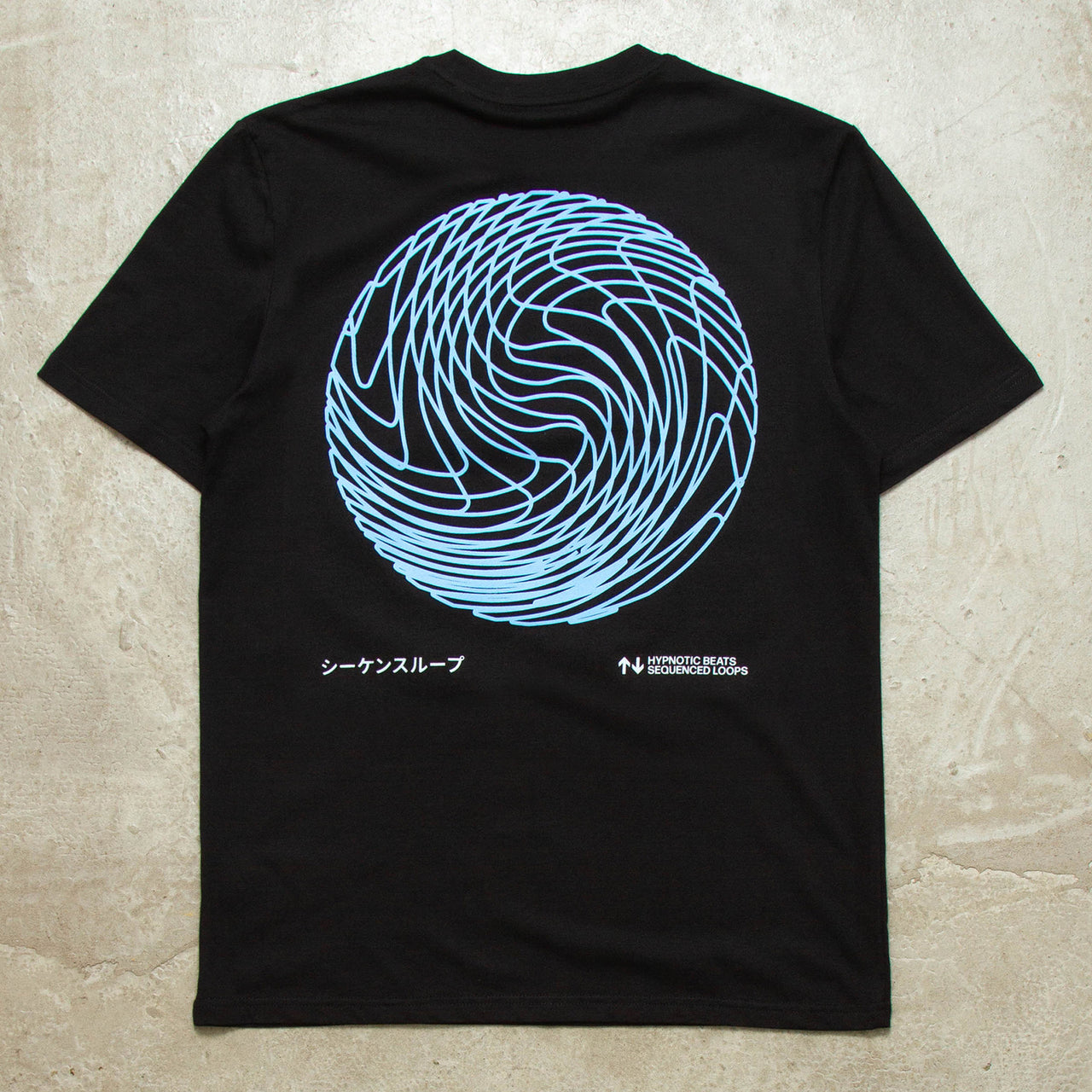 Blue Sequence Sphere Back Print - Tshirt - Black
