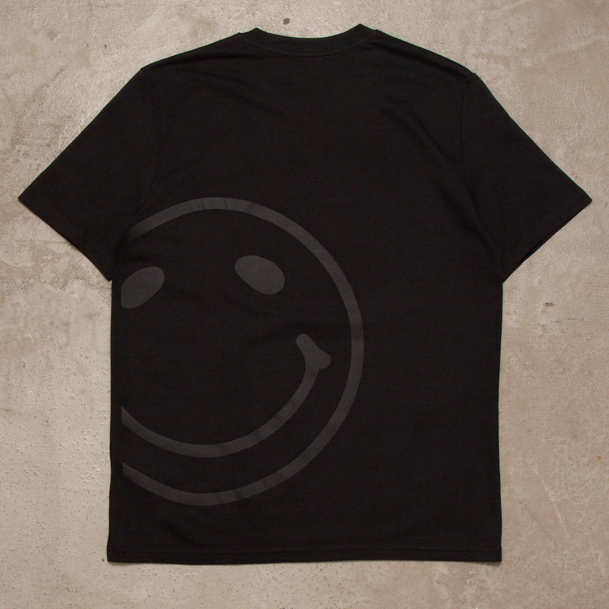 Black On Black Side Smiley - Tshirt - Black