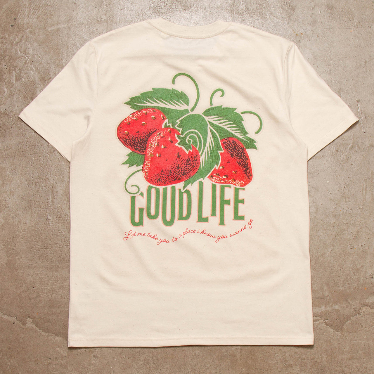 Strawberry Good Life Back Print - Tshirt - Natural