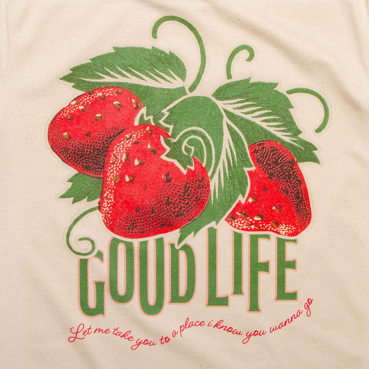 Strawberry Good Life Back Print - Tshirt - Natural