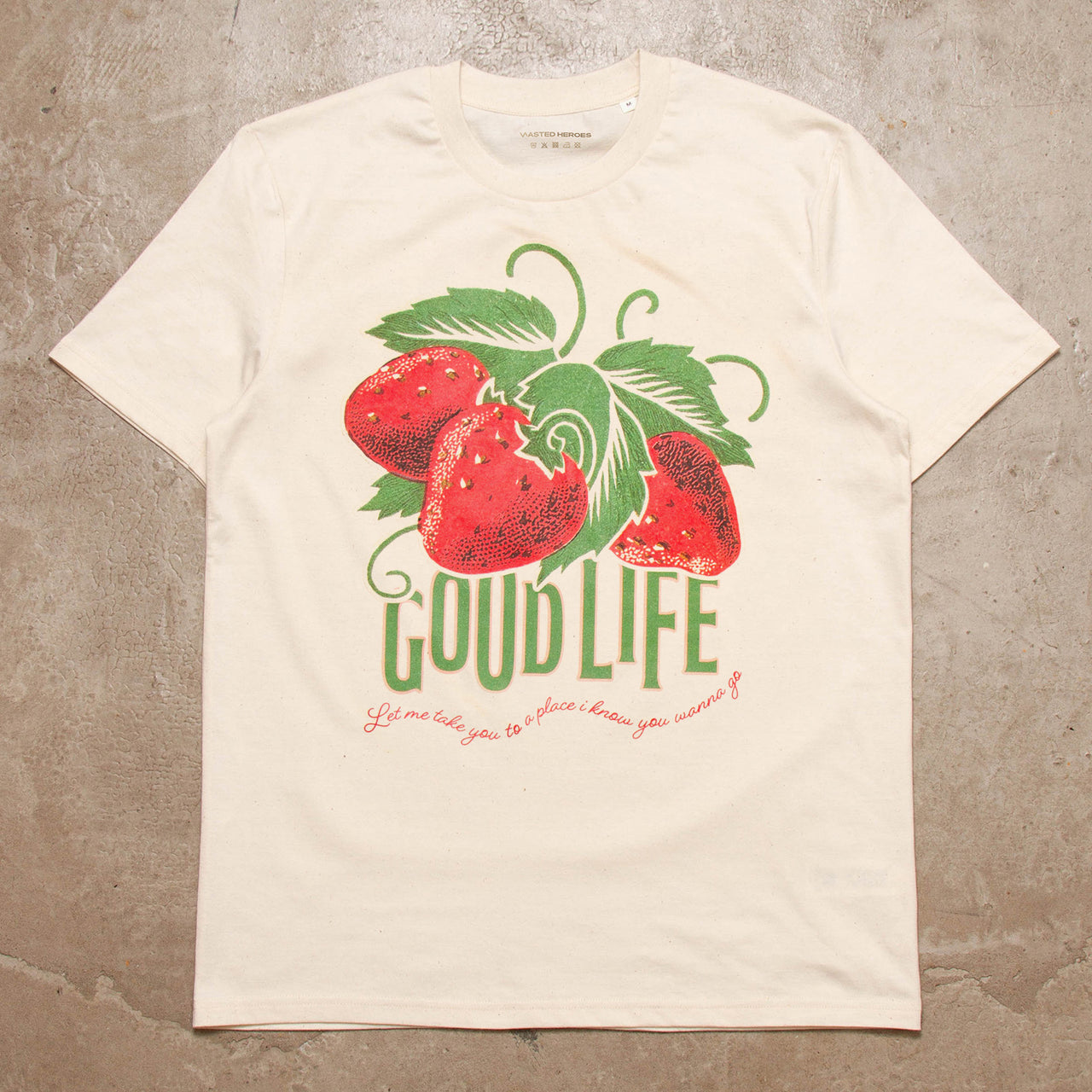 Strawberry Good Life Front Print - Tshirt - Natural