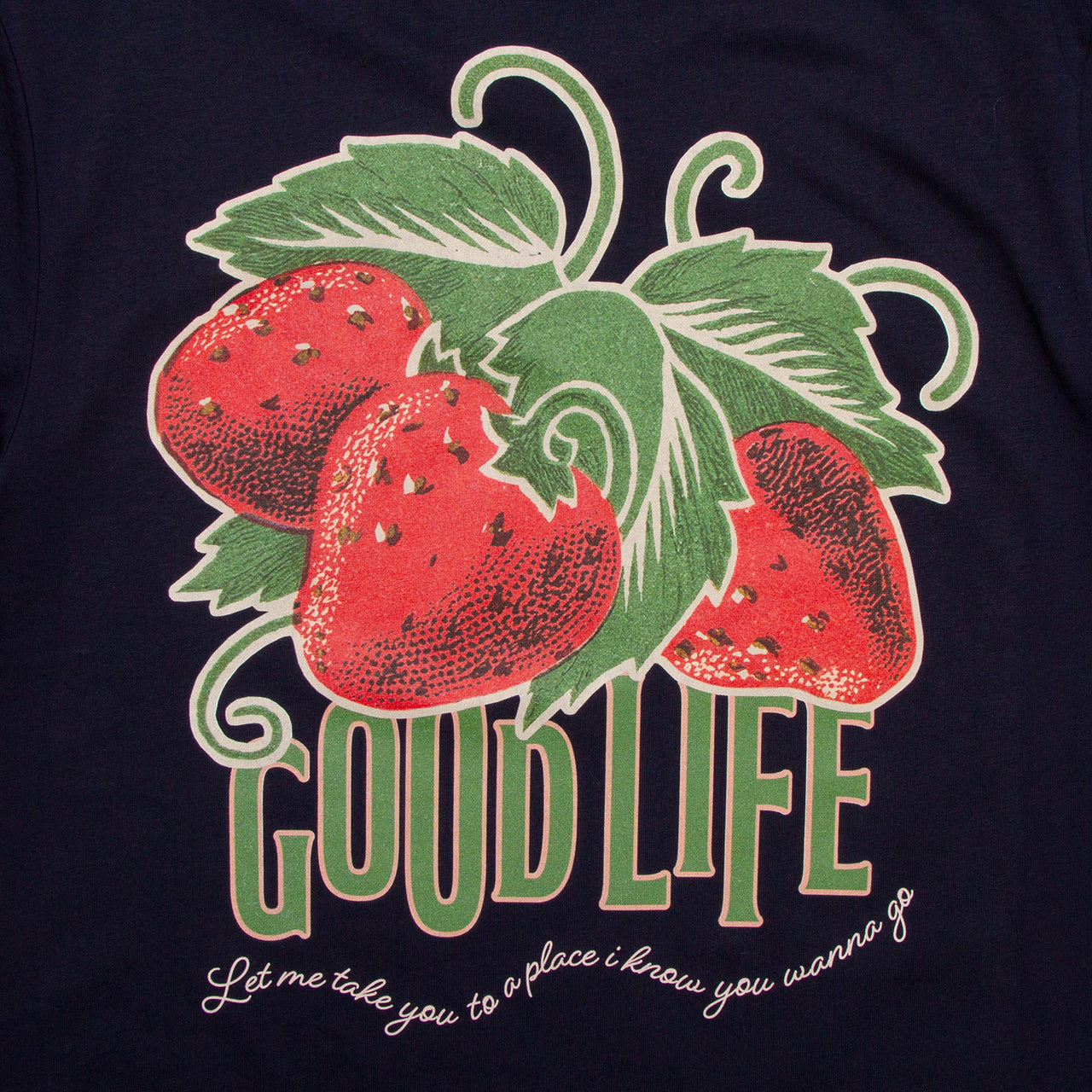 Strawberry Good Life Back Print - Tshirt - Navy