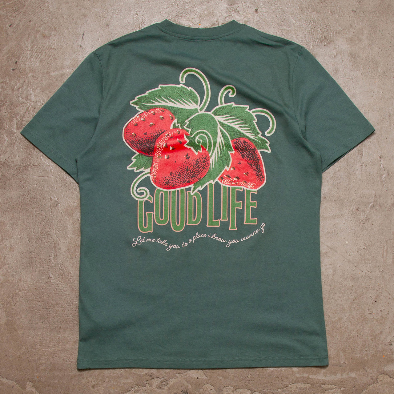 Strawberry Good Life Back Print - Tshirt - Green