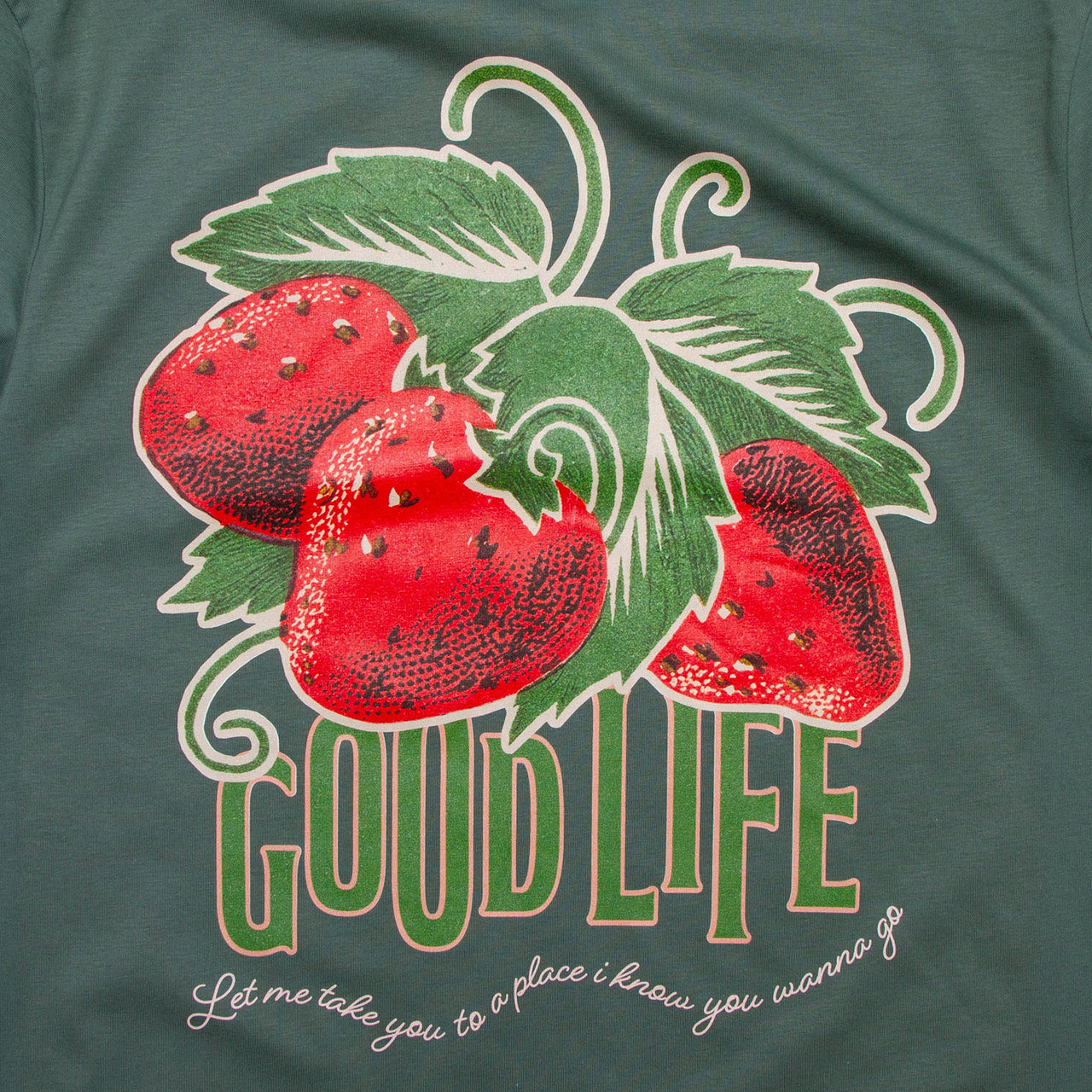 Strawberry Good Life Back Print - Tshirt - Green
