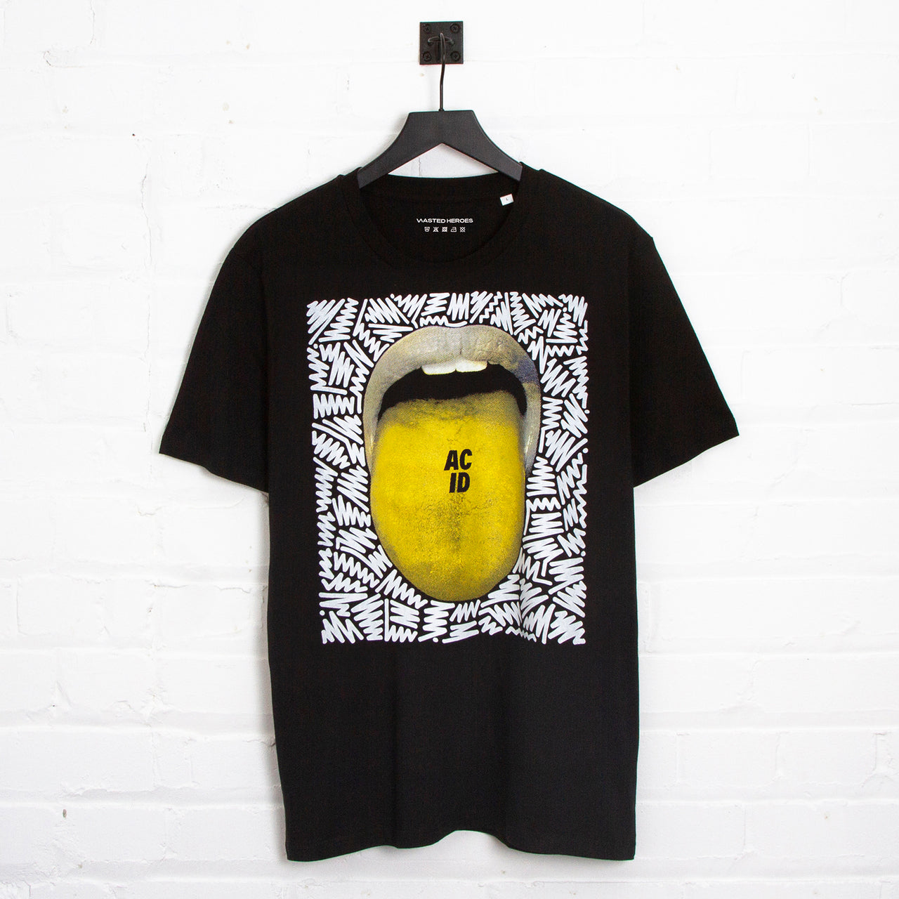 Doodle Acid Drop Front Print - Tshirt - Black