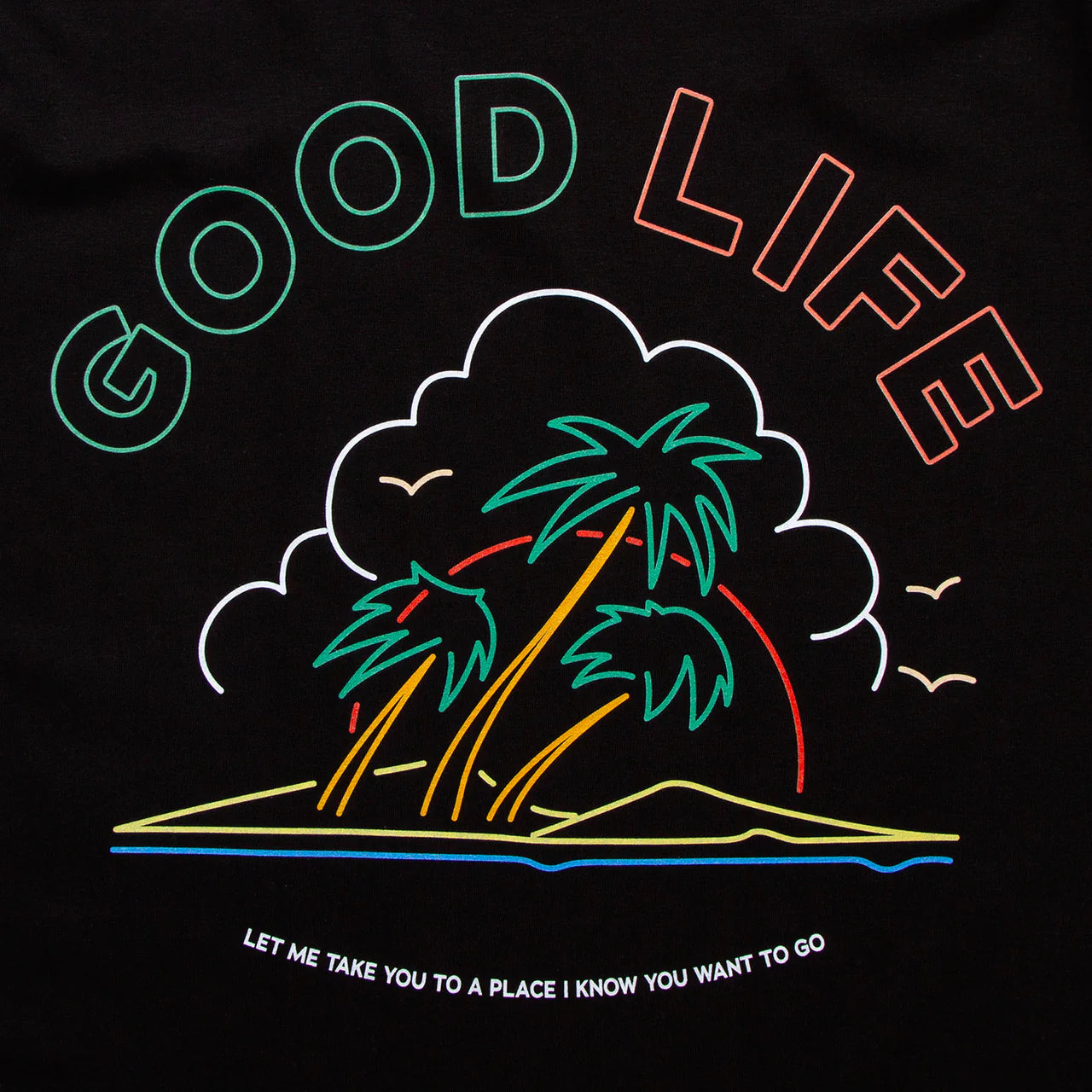 Neon Good Life Back Print - Tank Tshirt - Black