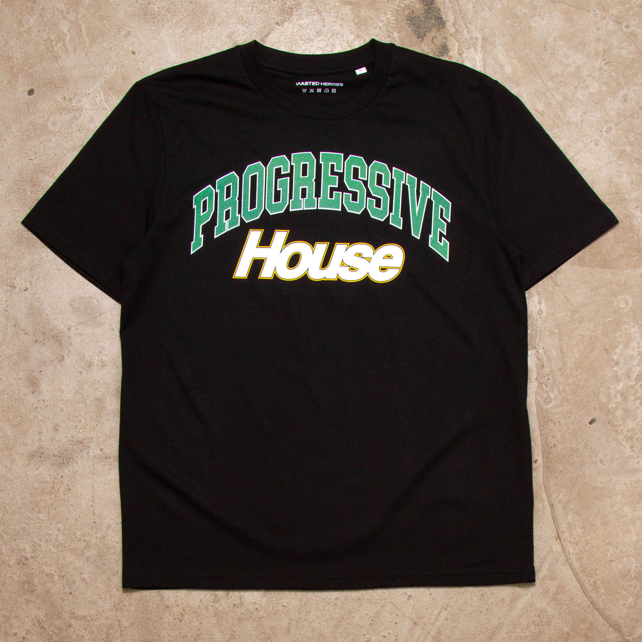 Varsity Progressive House Front Print - Tshirt - Black