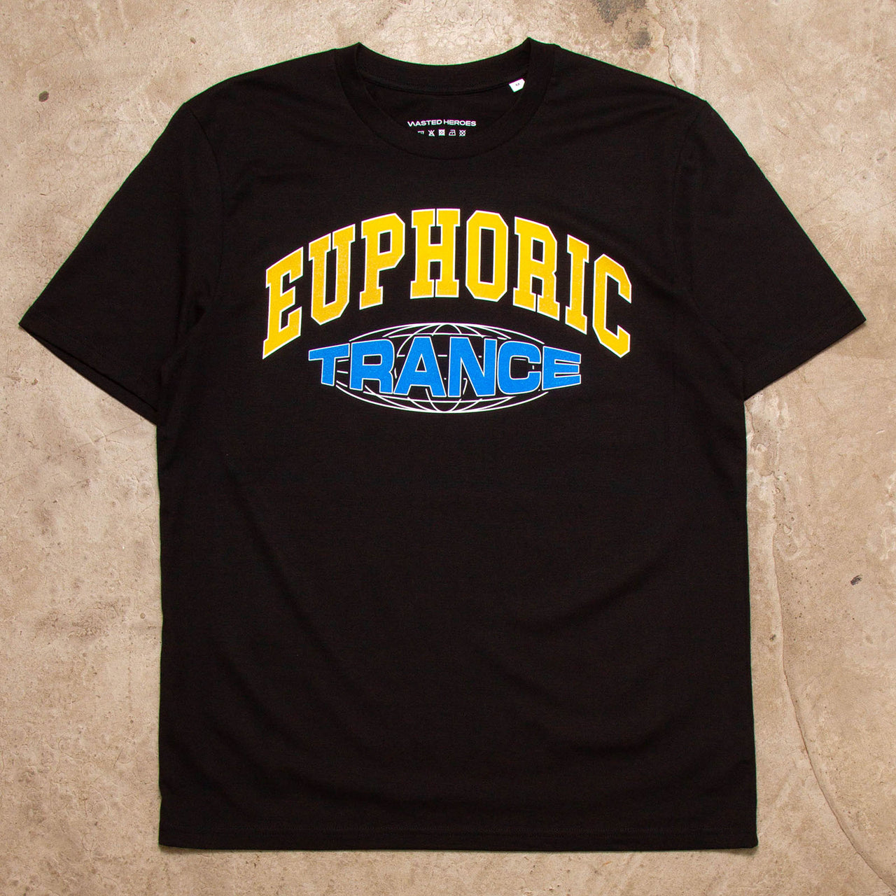 Varsity Euphoric Trance Front Print - Tshirt - Black
