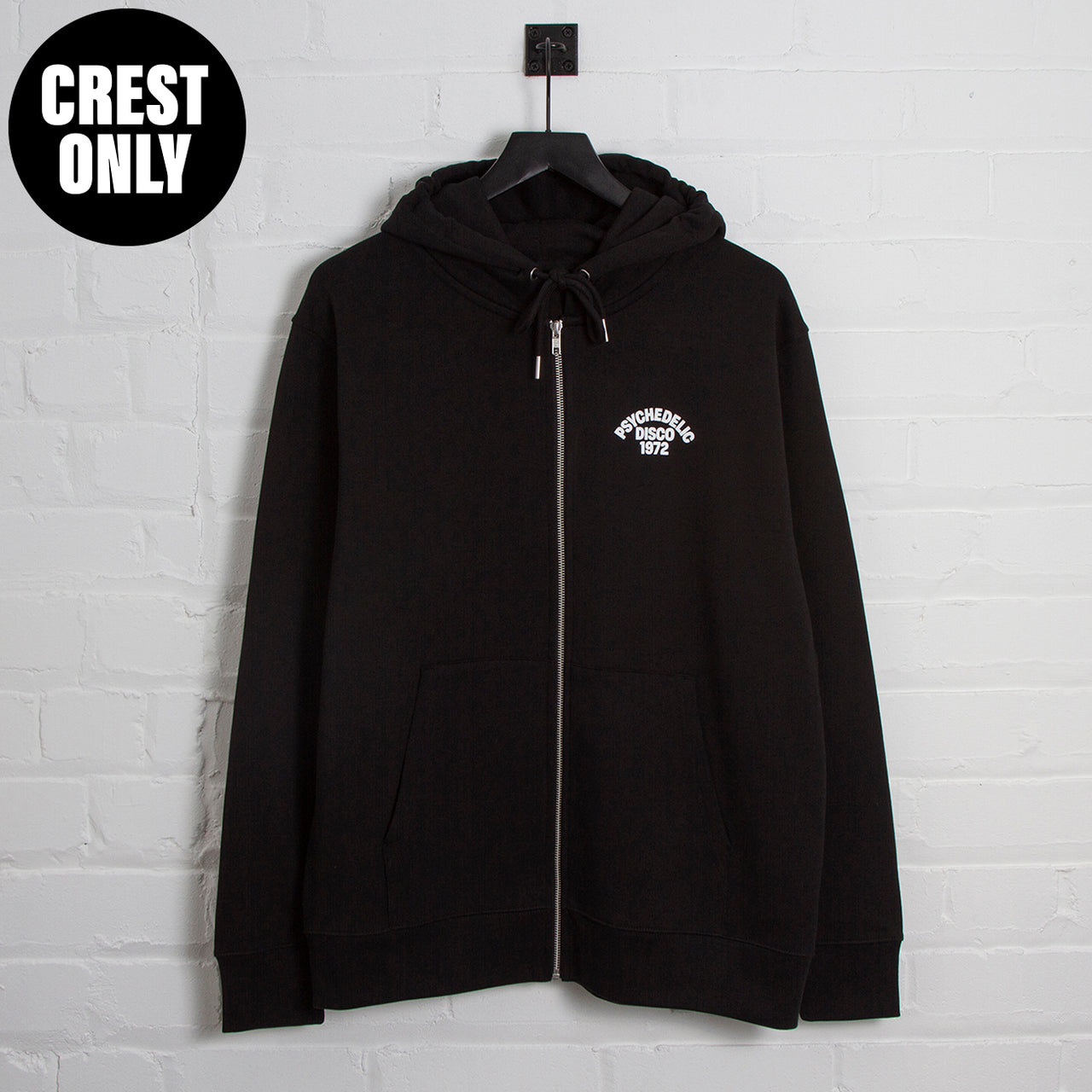 1972 Psychedelic Disco Crest - Zipped Hood - Black