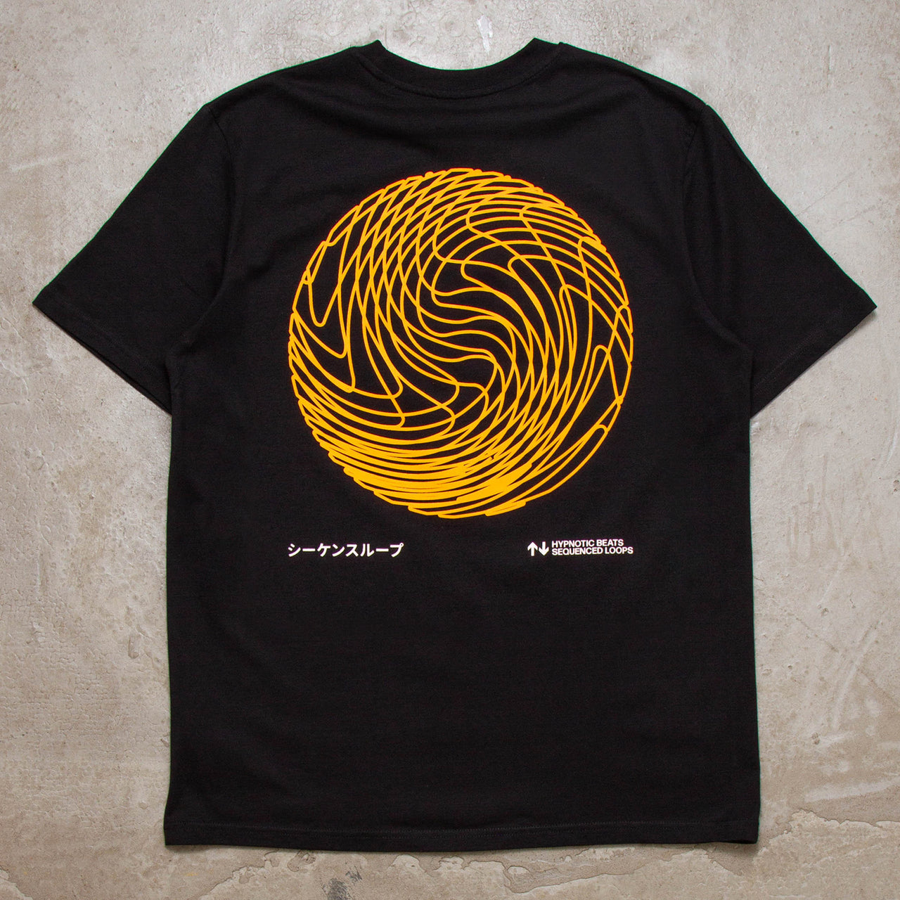 Orange Sequence Sphere Back Print - Tshirt - Black